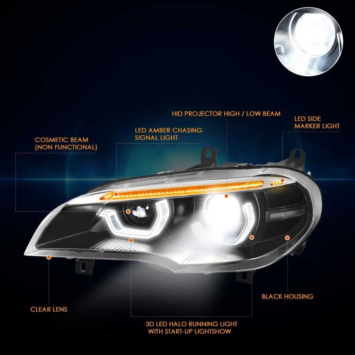 Faros Proyector HID U-Halo LED Secuencial PM PERFORMOTOR BMW X5 07-10