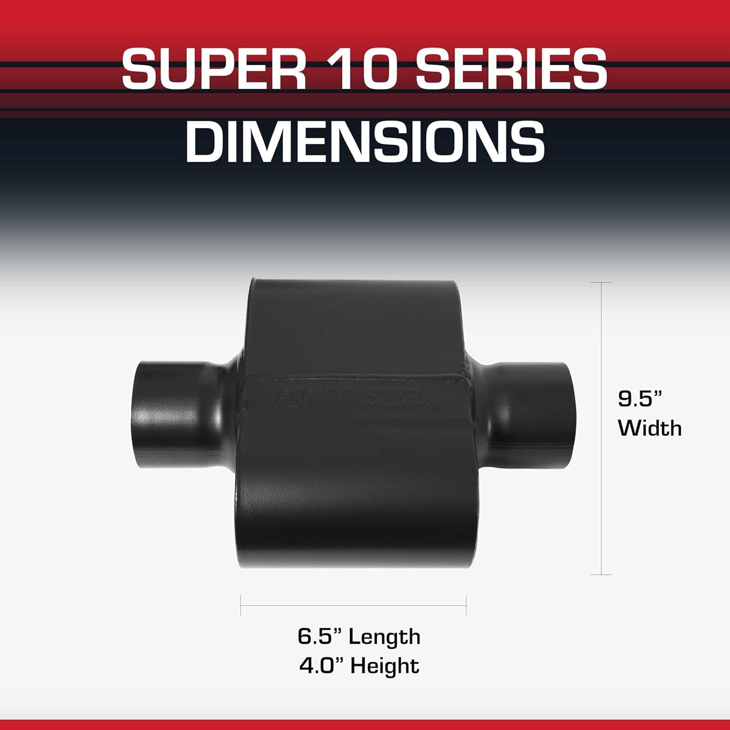 Silenciador Flowmaster Super 10 - 3" Entrada y Salida Central - Acero Inoxidable