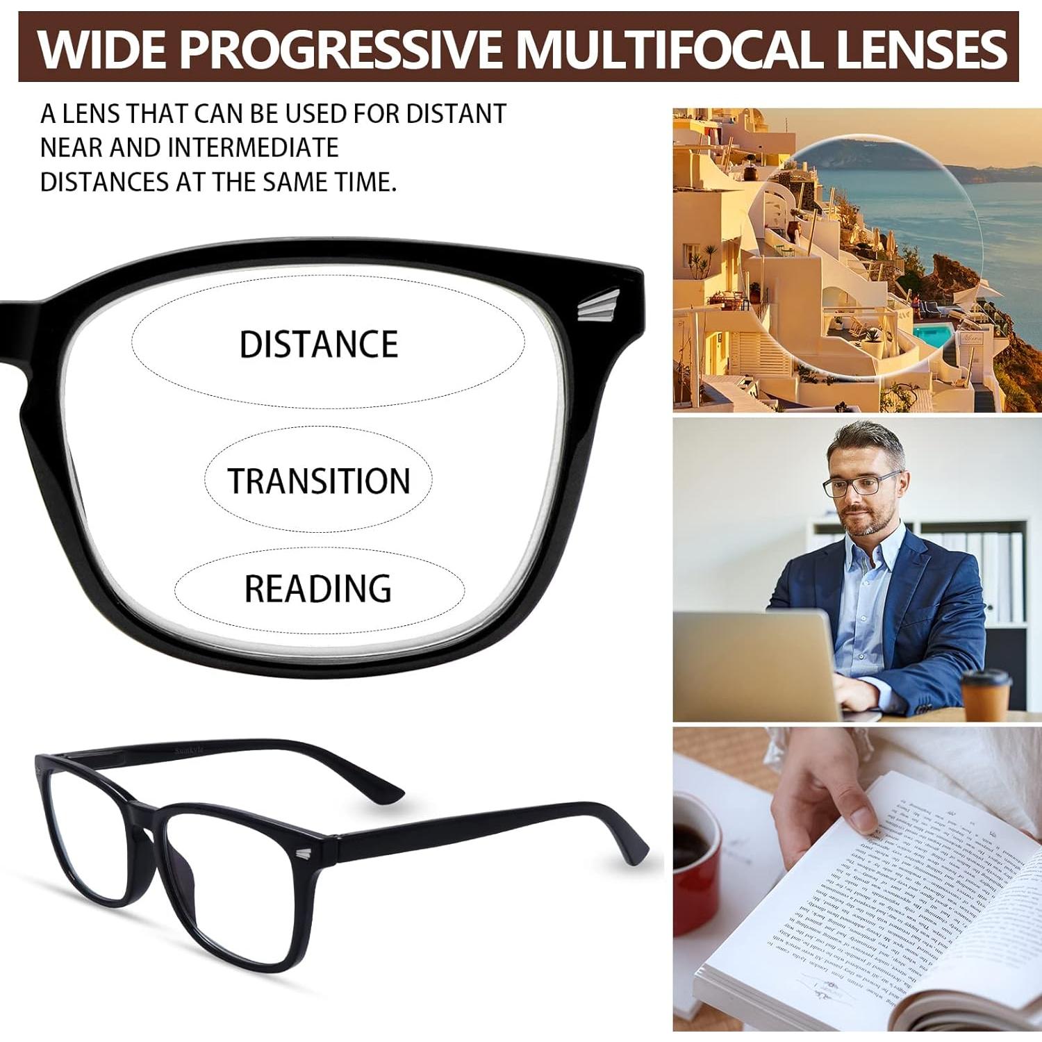 Paquete de 3 Gafas de Lectura Progresivas Anti Luz Azul 1.75