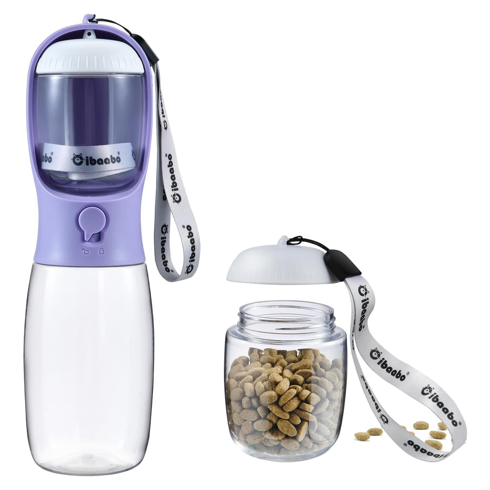 Botella de Agua para Perros Cibaabo 550ml con Comedero