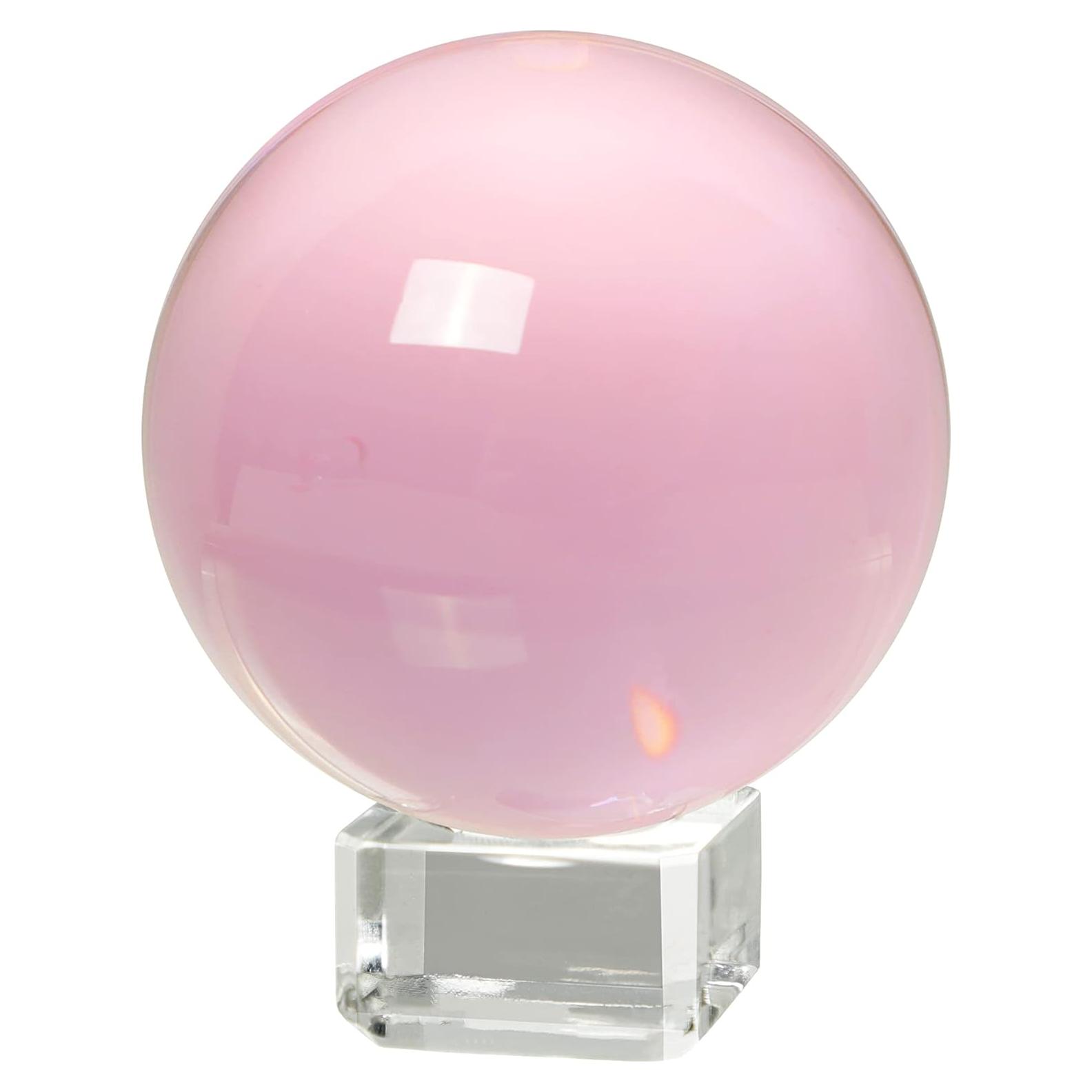 Bola de Cristal K9 60mm LONGWIN Rosa con Soporte