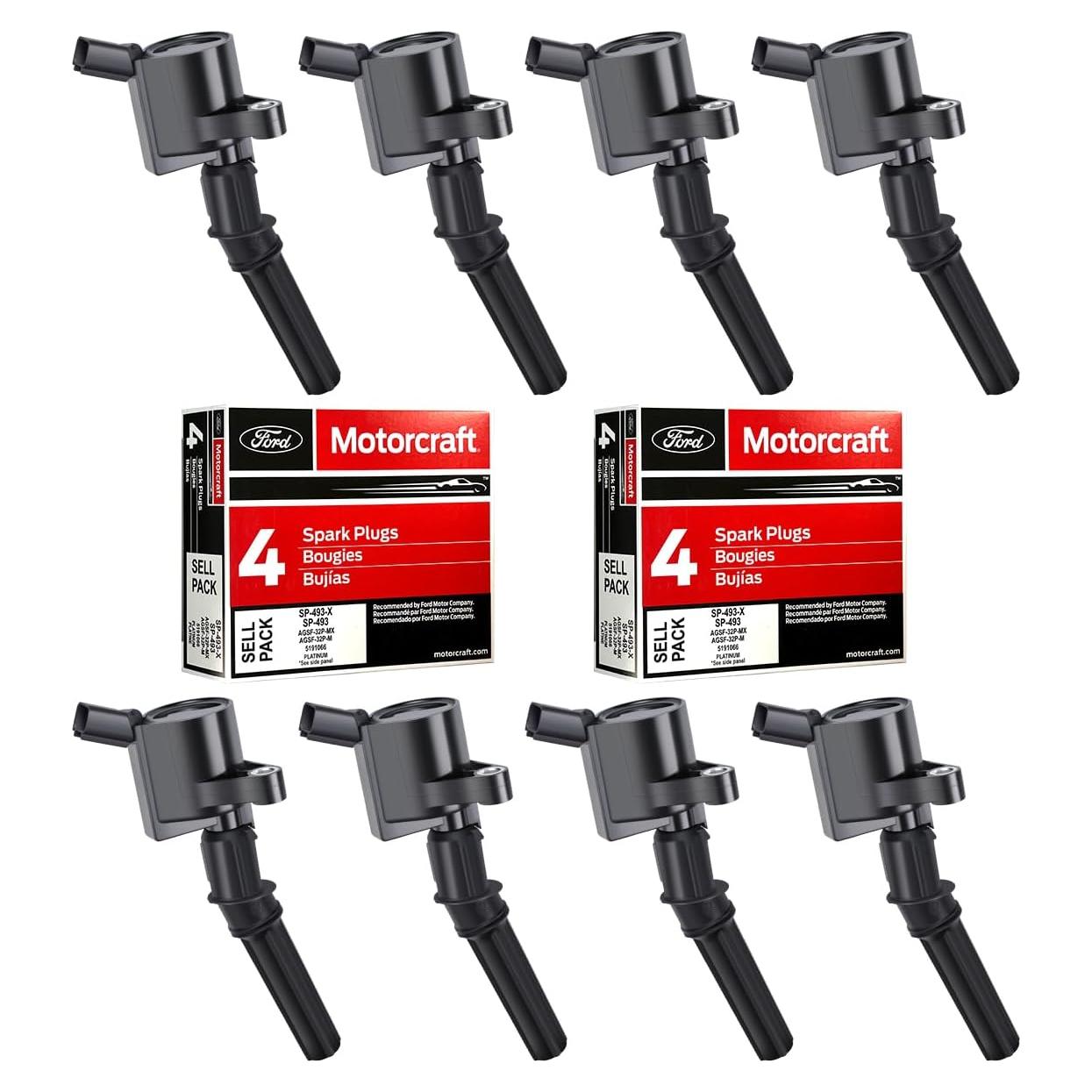 Juego de 8 Bobinas de Encendido MAS DG508 y Bujías Motorcraft SP493