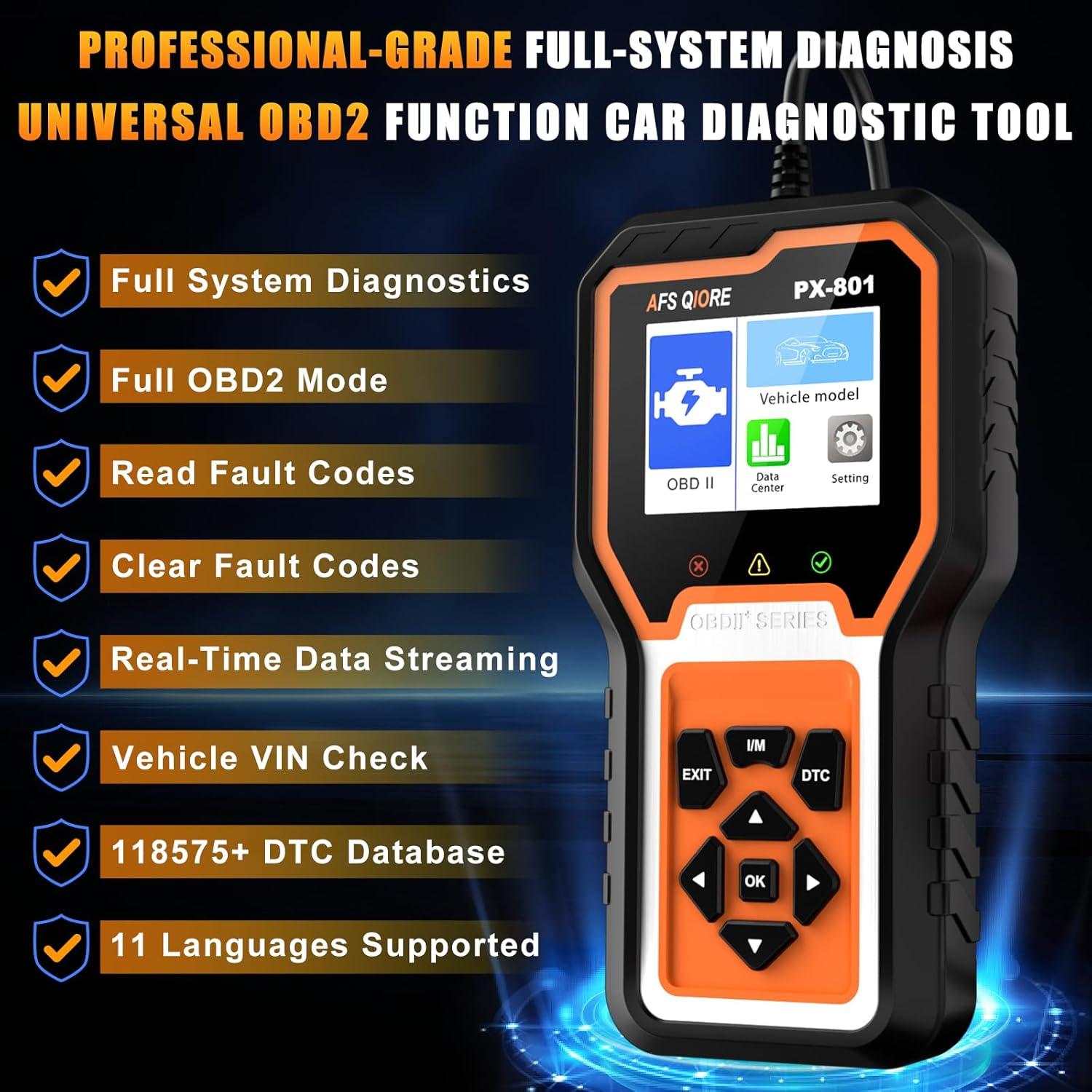 Escáner OBD2 AFS QIORE PX-801 Diagnóstico Completo Vehículos