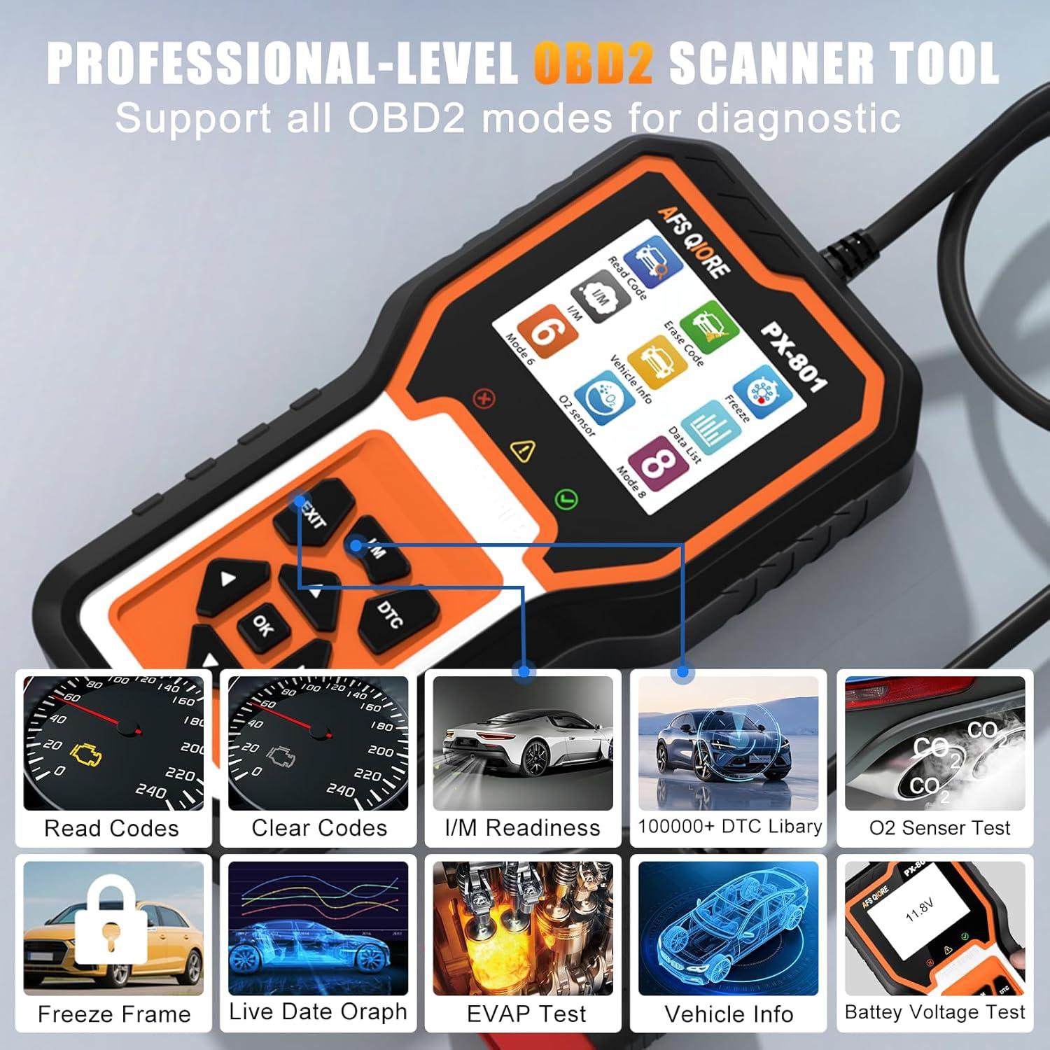 Escáner OBD2 AFS QIORE PX-801 Diagnóstico Completo Vehículos