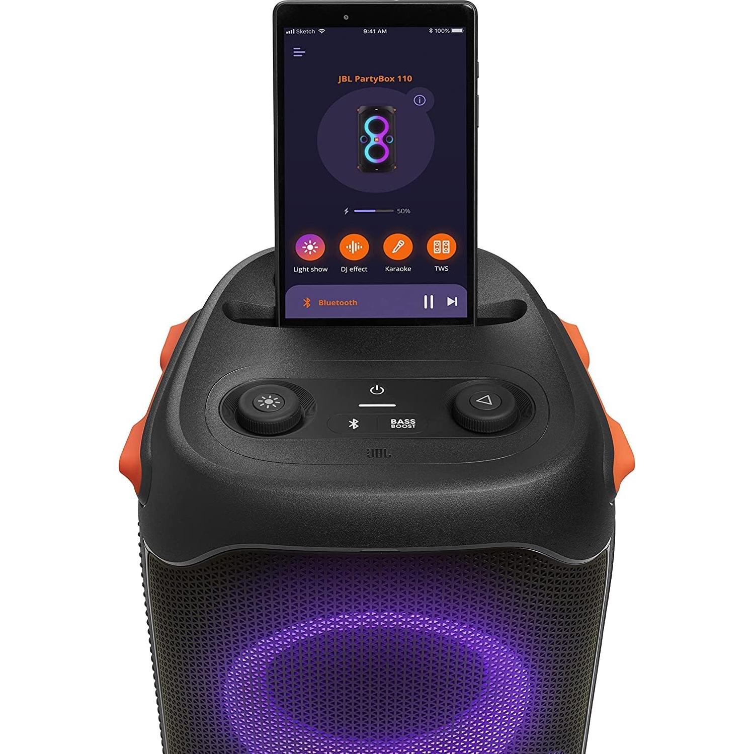 Altavoz portátil JBL PartyBox 110 con luces LED y 12h de batería