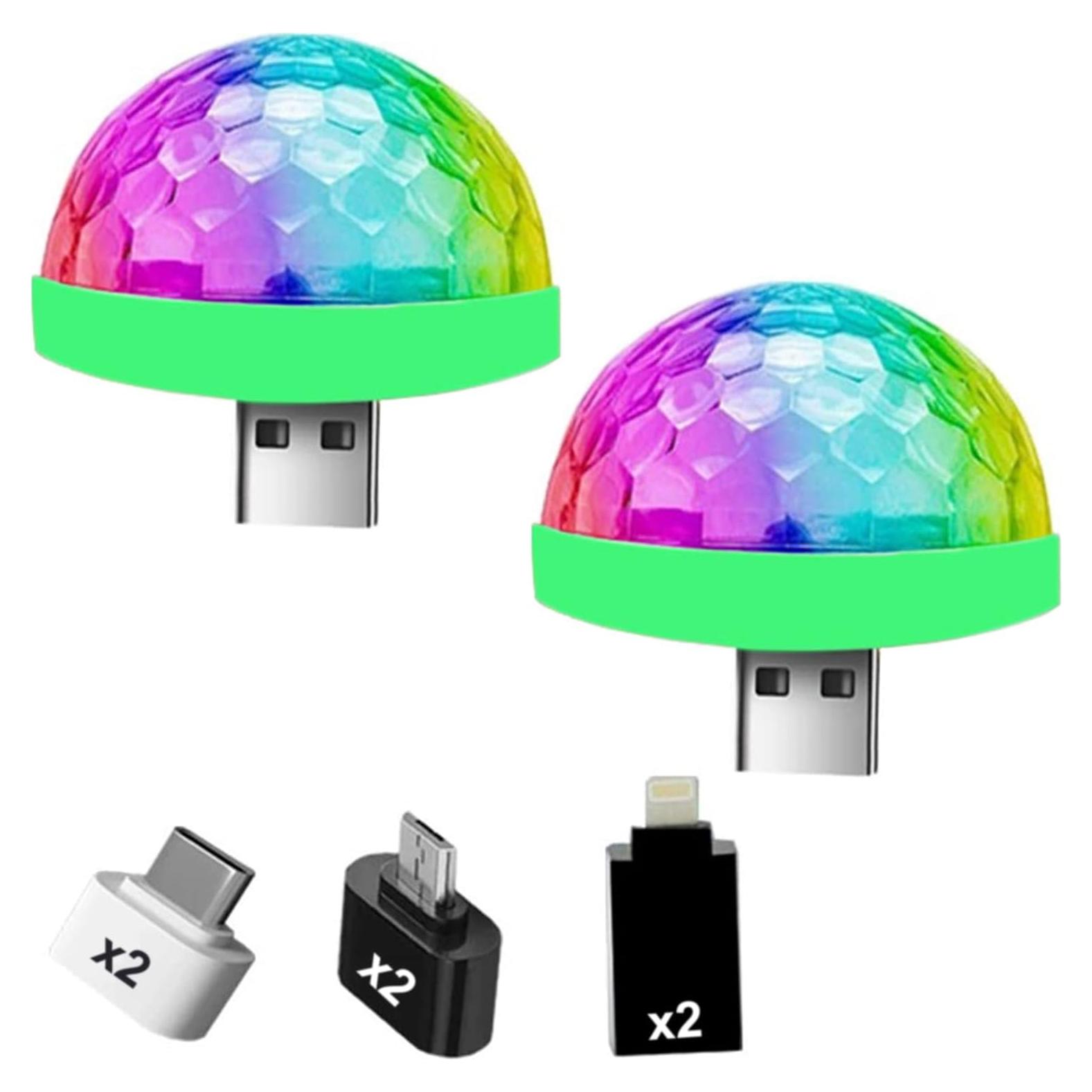 Luz Disco Mini USB Ytuomzi 2 Pcs LED Multicolor Portátil