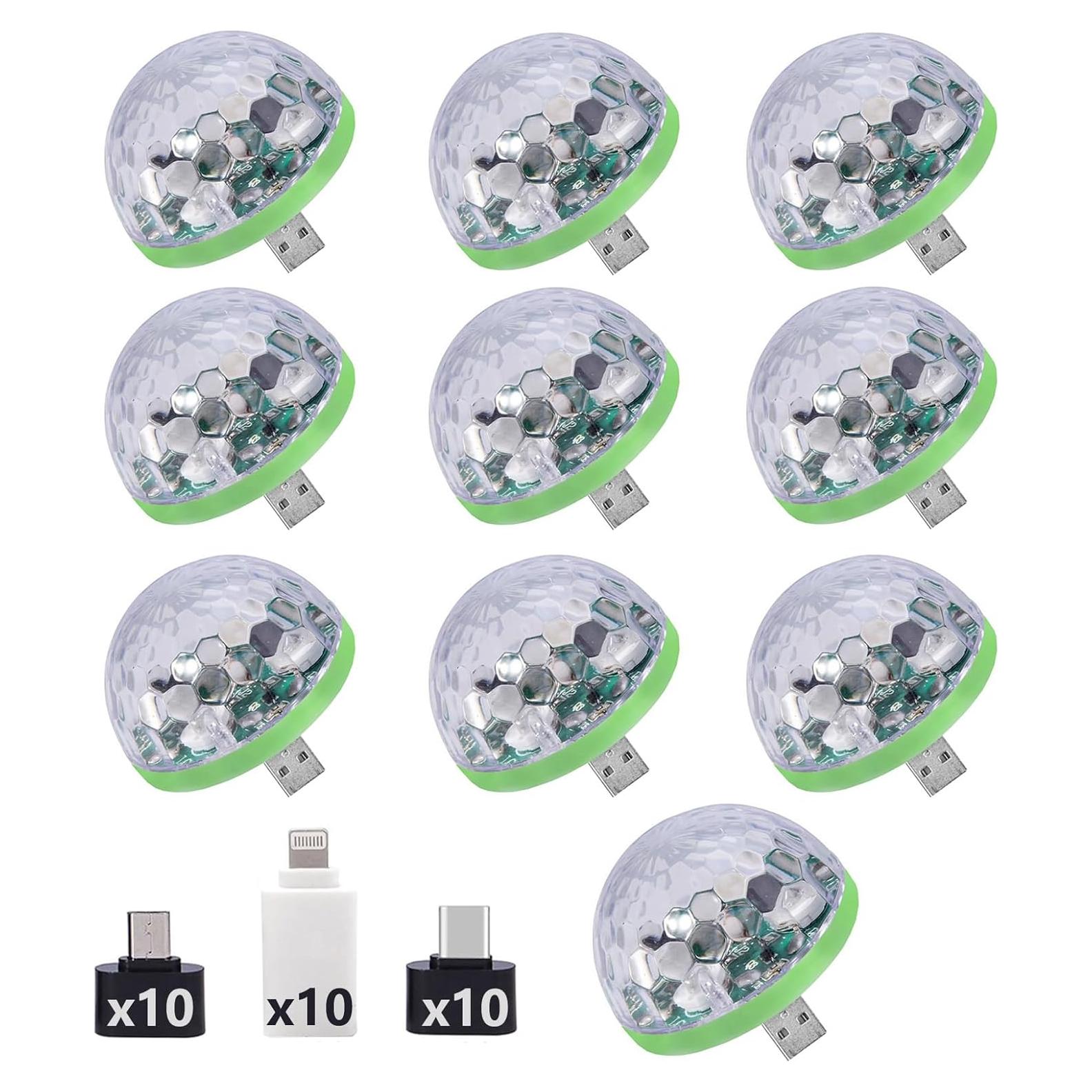 Mini Luz de Disco USB Ytuomzi 10 pcs RGB Control Sonido