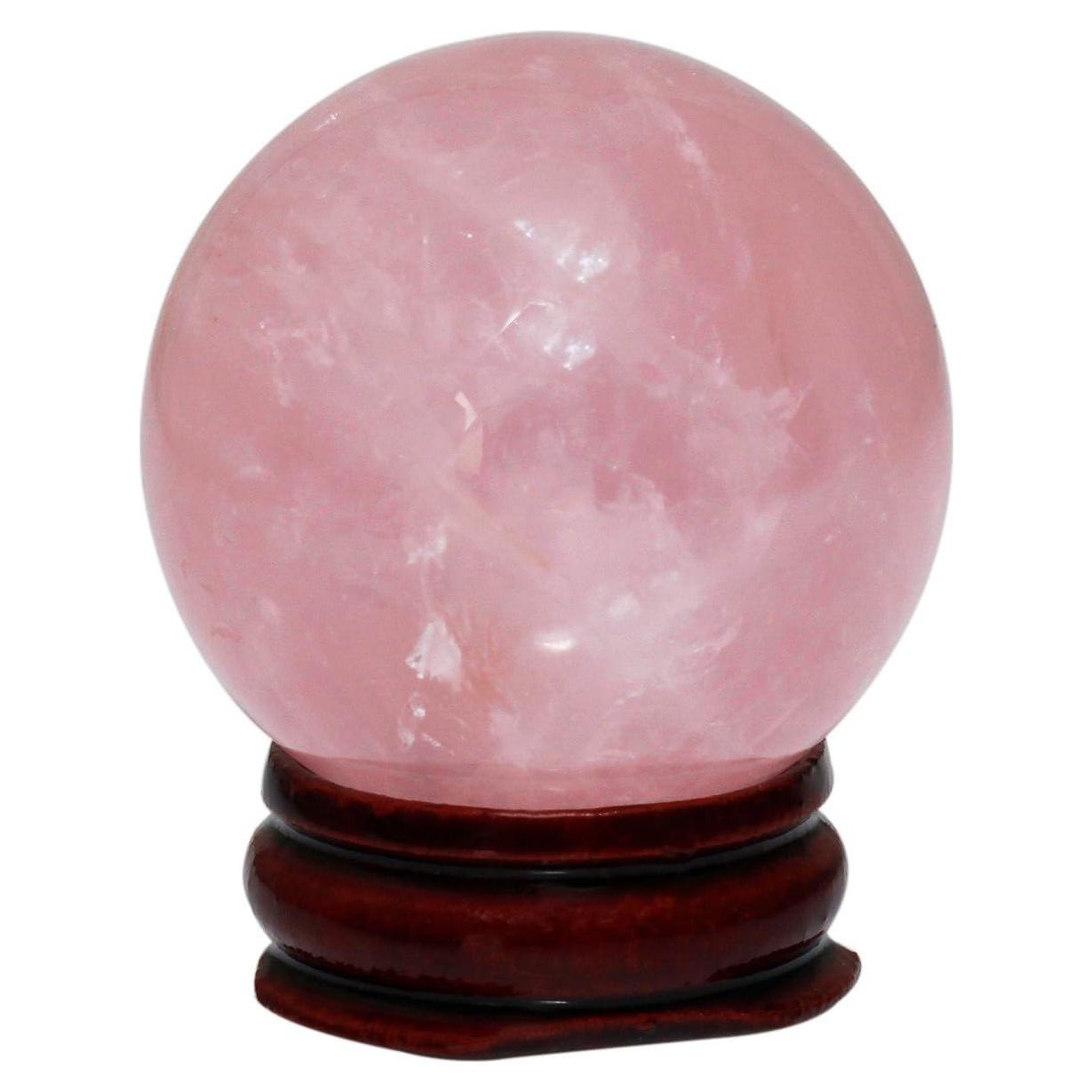 Bola de Cuarzo Rosa Natural mookaitedecor con Soporte