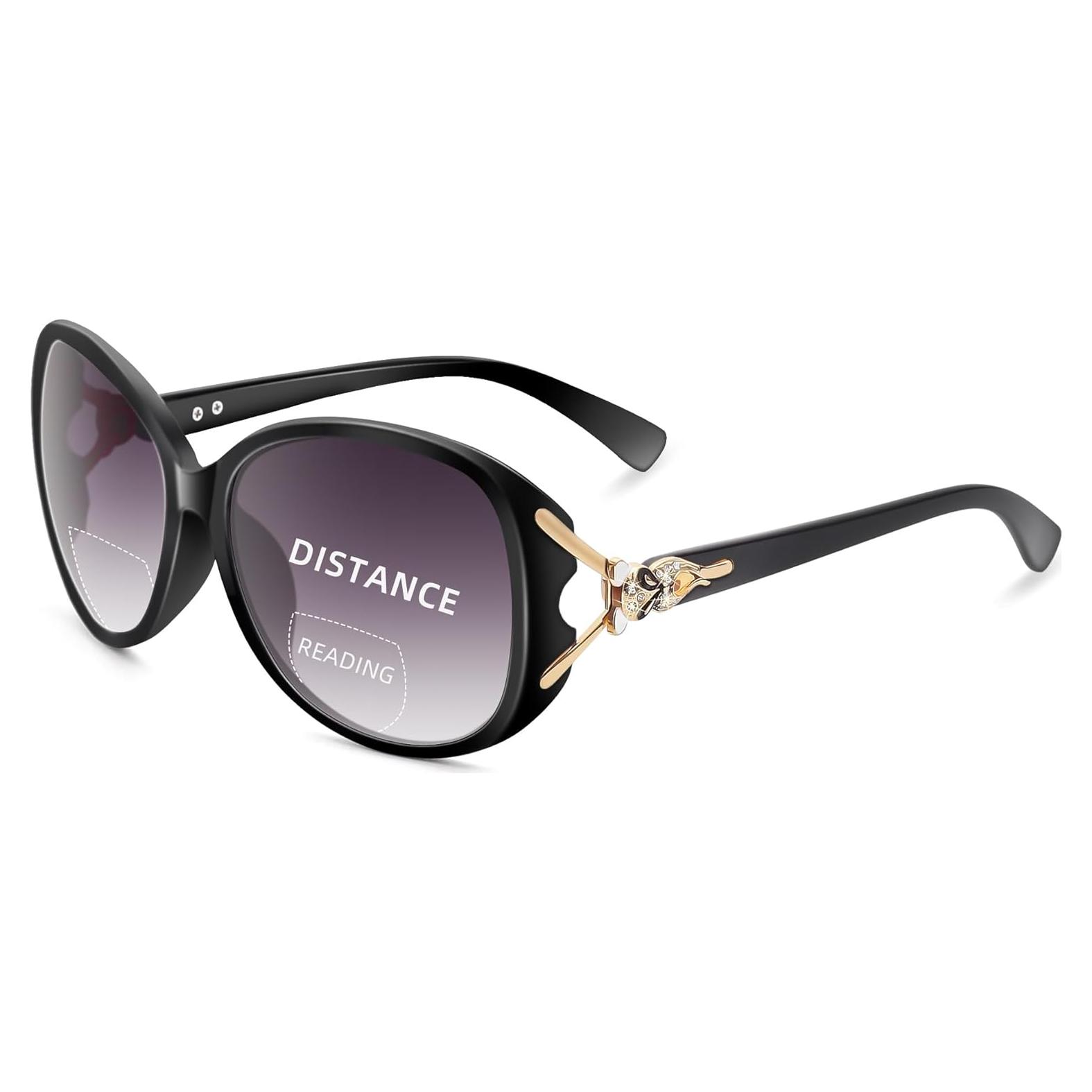 Gafas de Sol Bifocales JM para Mujeres UV400 Negro +1.75