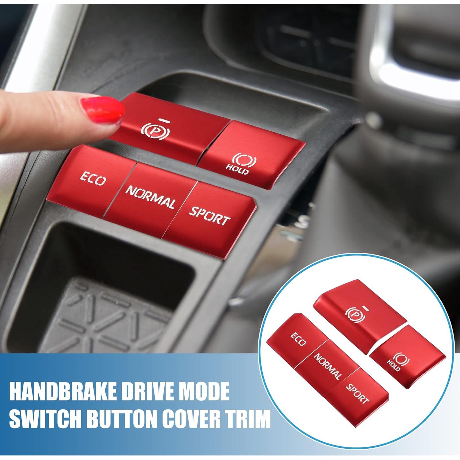 Cubierta de Botón de Freno de Mano Electrónico A ABSOPRO Roja - 5 Piezas para Toyota RAV4 2019-2022