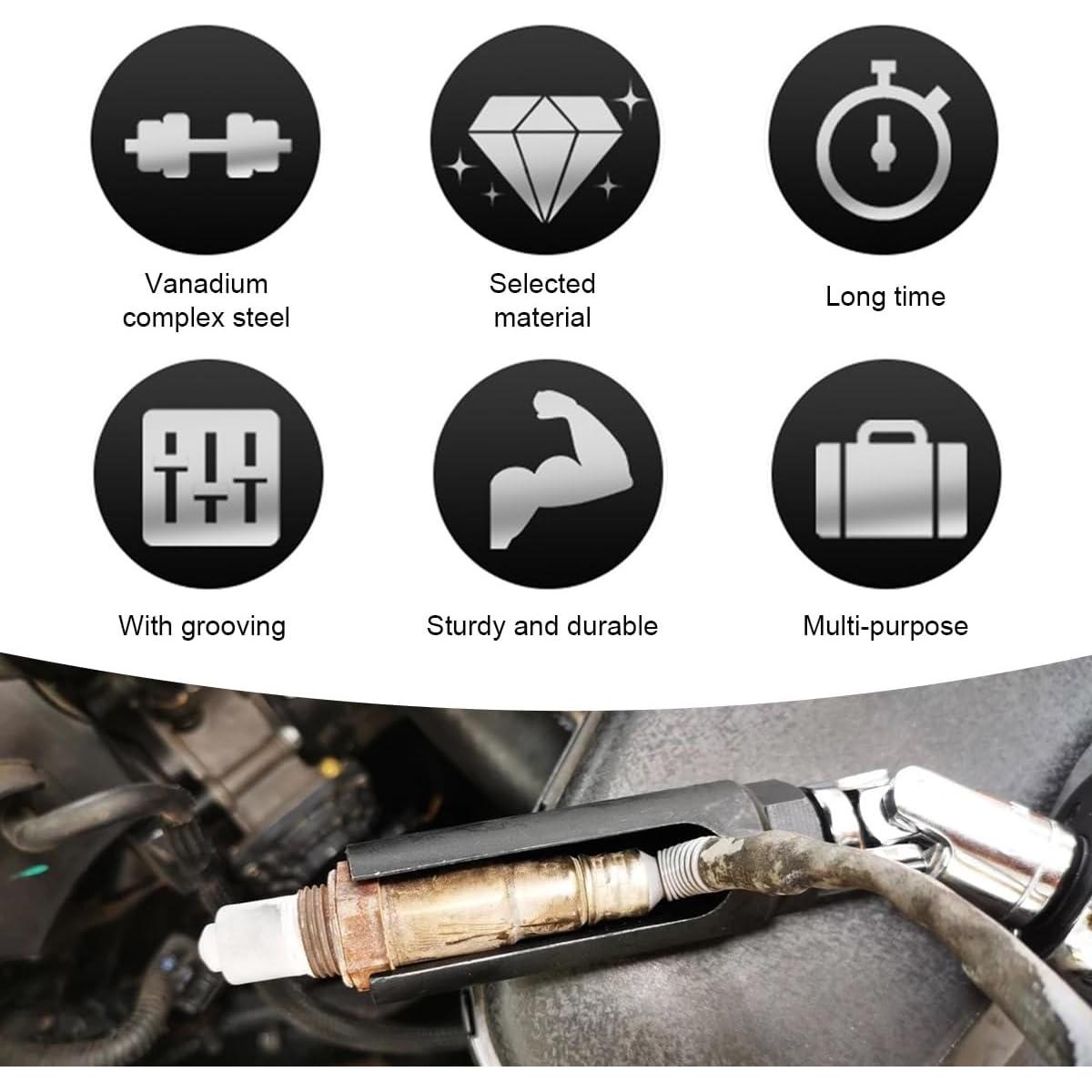 Socket de Sensor de Oxígeno Gasedin 22mm 1/2" Drive 6 Puntos