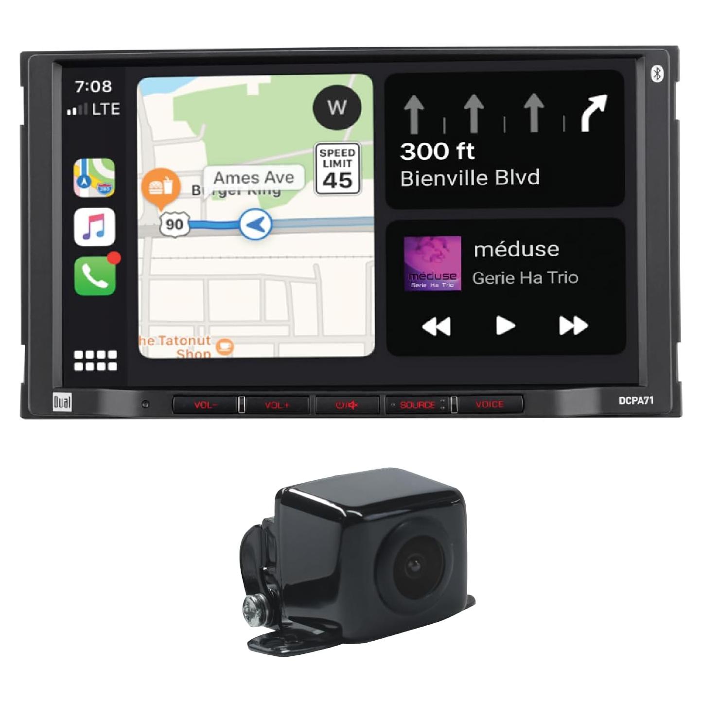 Estéreo Doble DIN Dual Electronics 7" con Carplay y Cámara