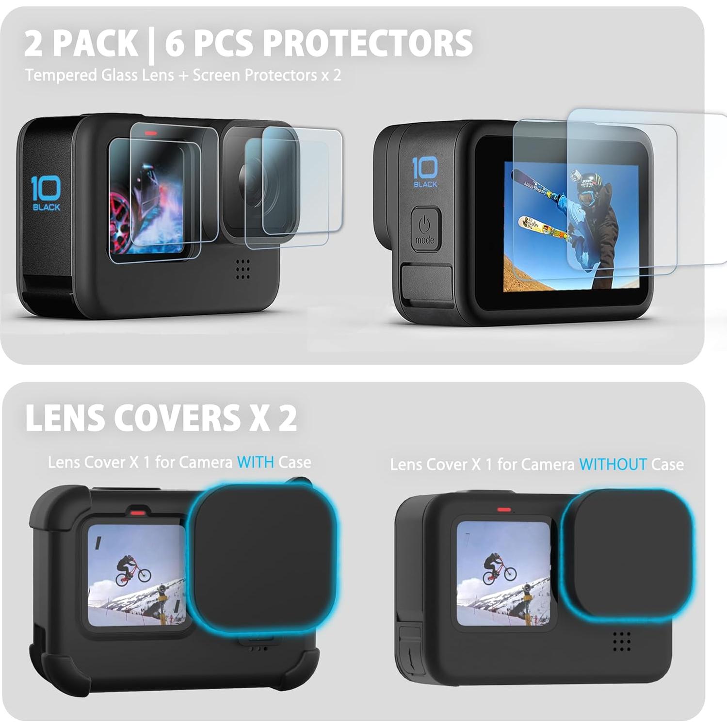 Funda de Silicona FitStill para GoPro Hero 12/11/10/9 Black