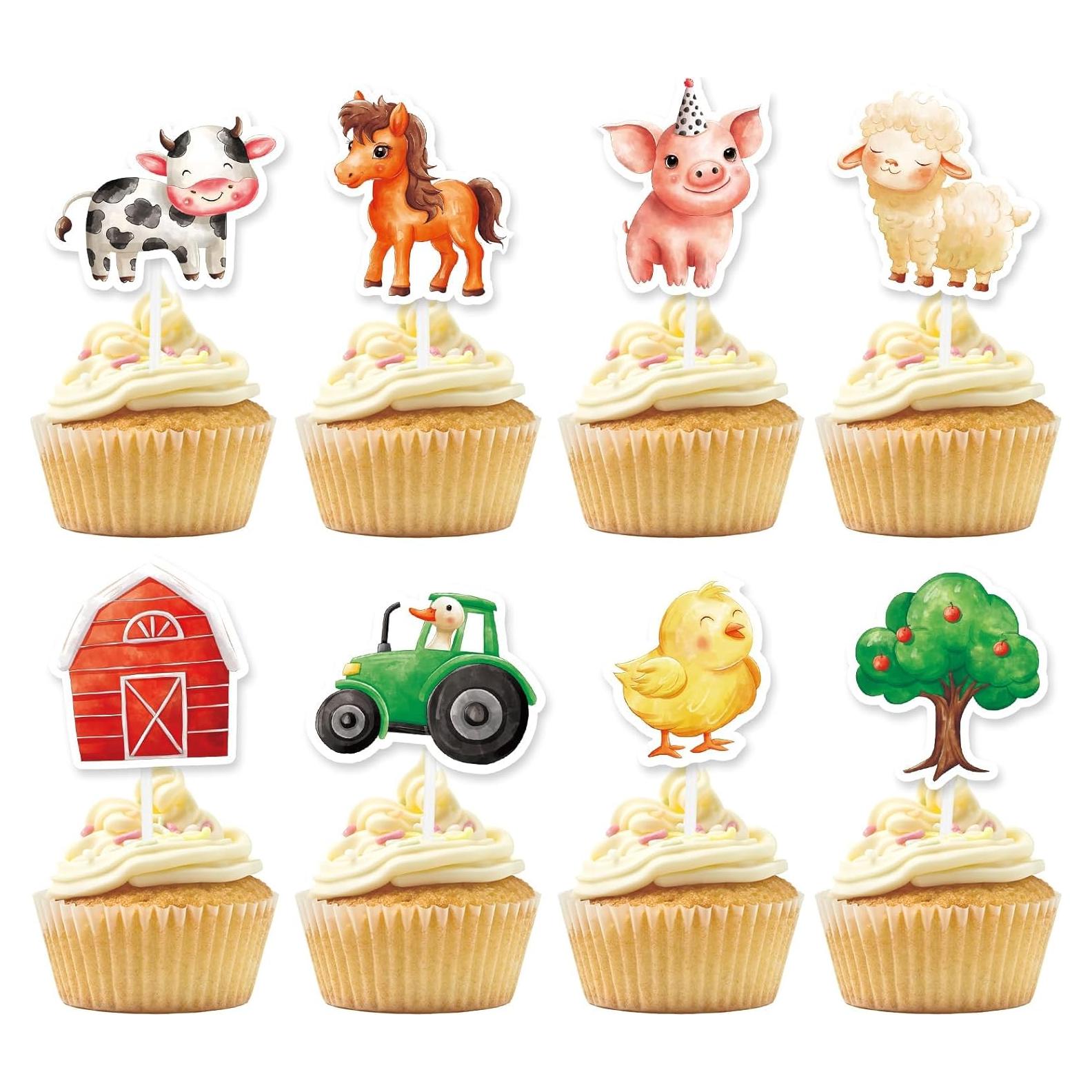 Adornos para Cupcakes WERNNSAI 40 Piezas Animales de Granja