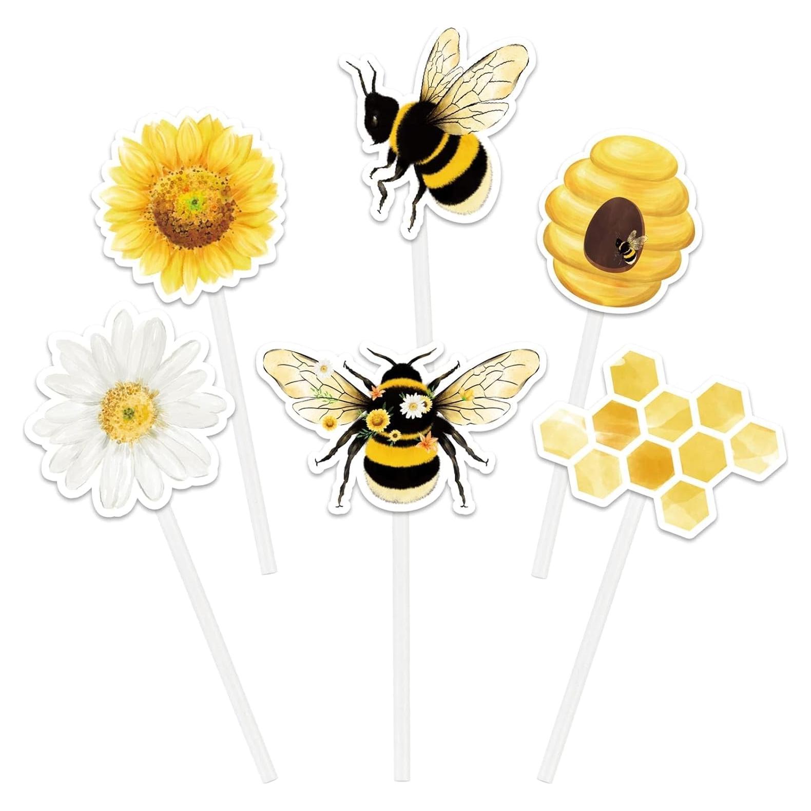 Adornos para Cupcakes WERNNSAI 36 Piezas Tema Abeja