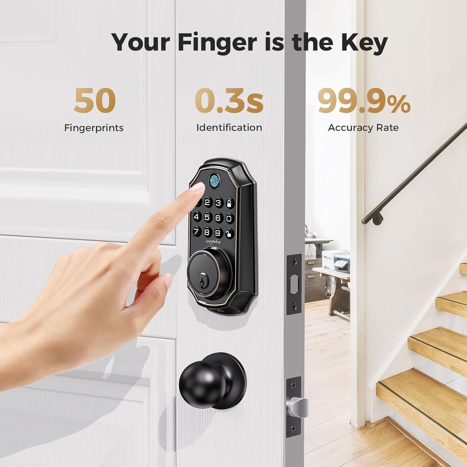 Cerradura Inteligente Arpha D280K con Huella Dactilar y App