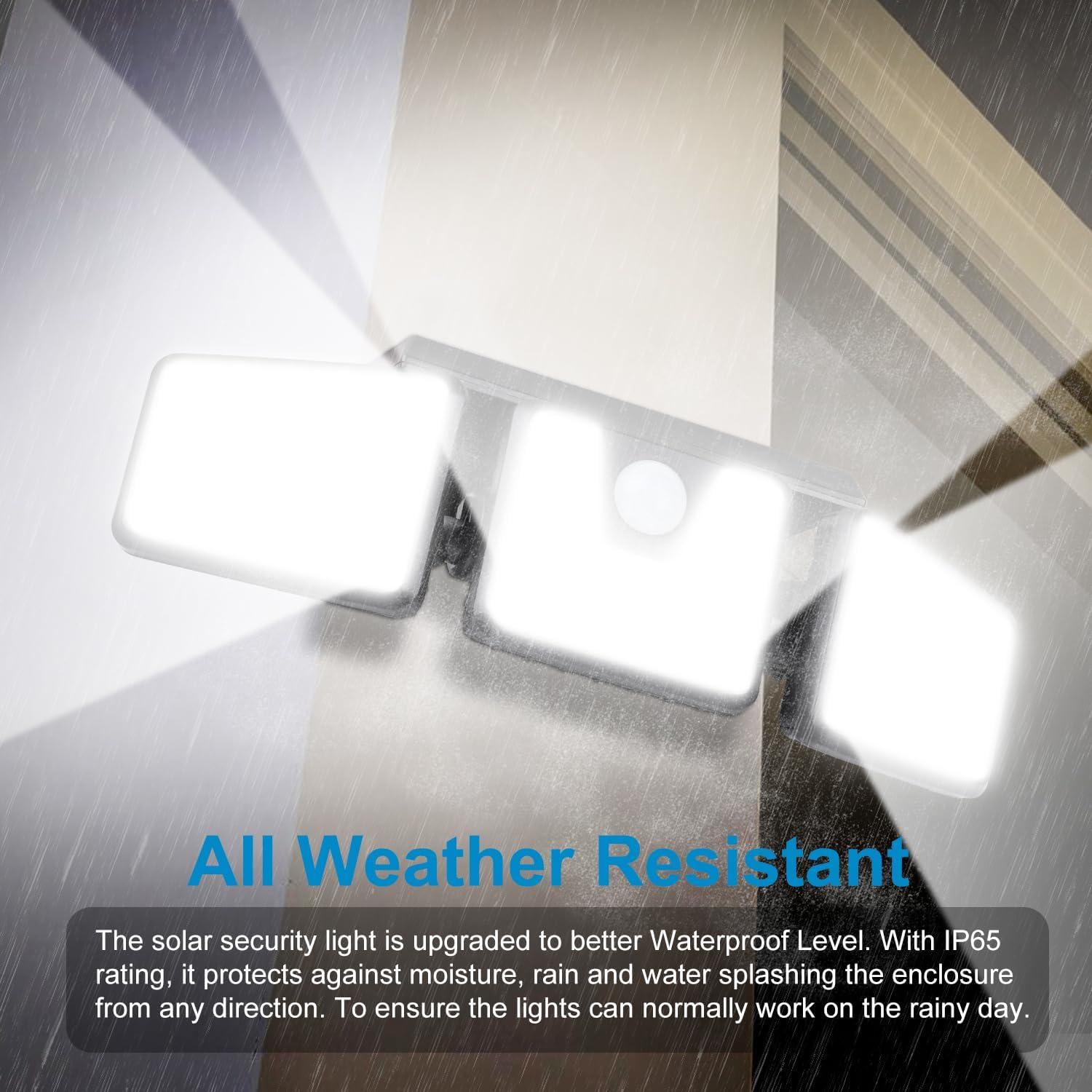 Luz Solar AmeriTop 3 Cabezas LED con Sensor Movimiento IP65