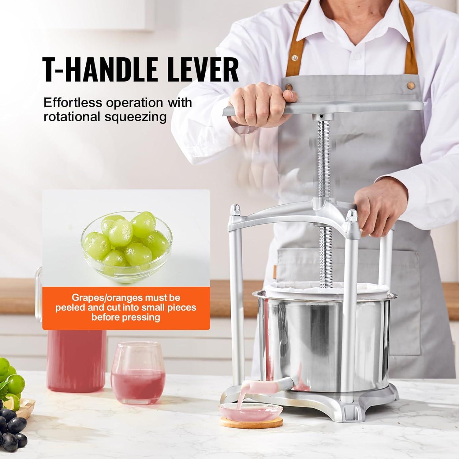 Prensa de Frutas Manual VEVOR 6.06L Acero Inoxidable 30cm