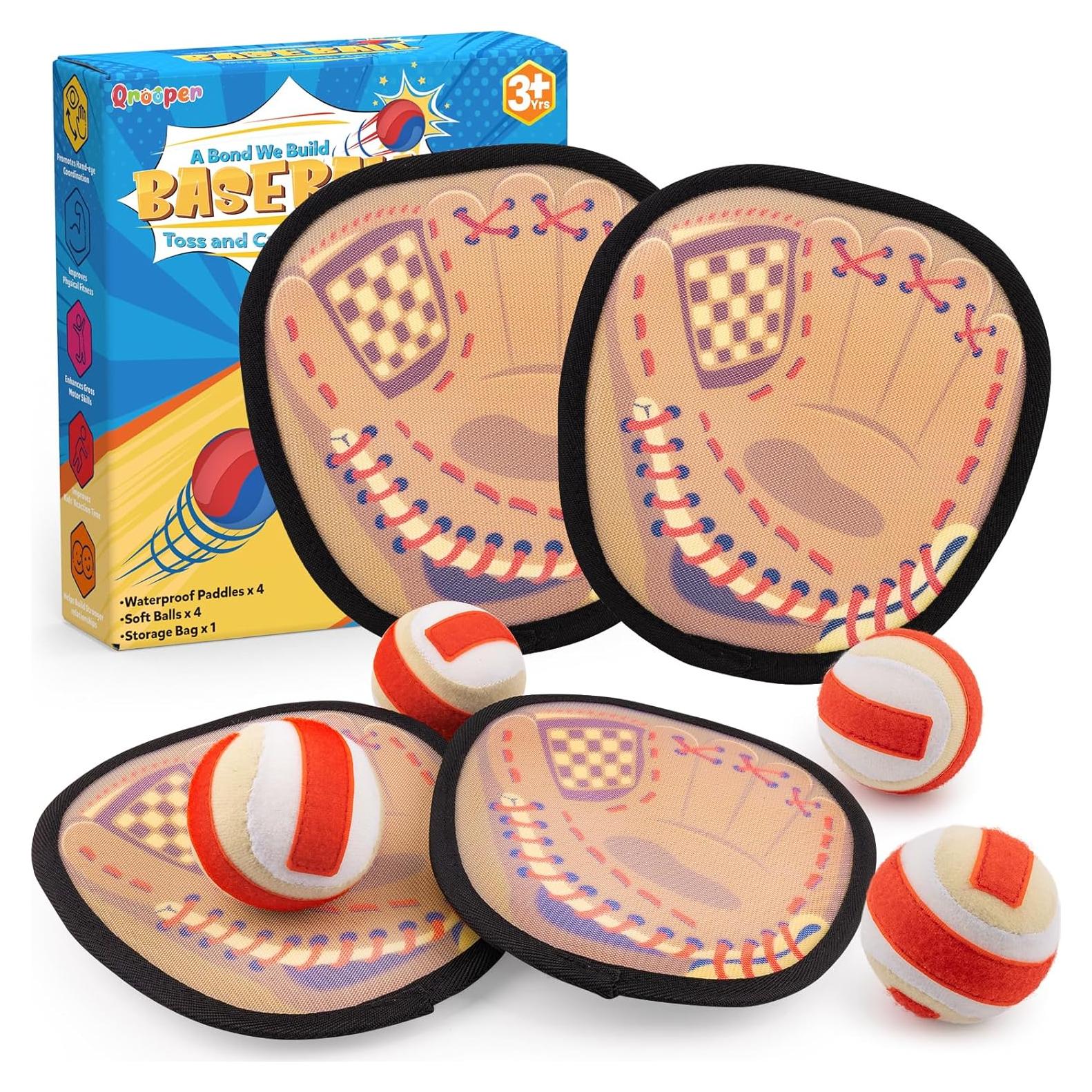 Juego de Lanzar y Atrapar Qrooper 4 Palas 4 Pelotas