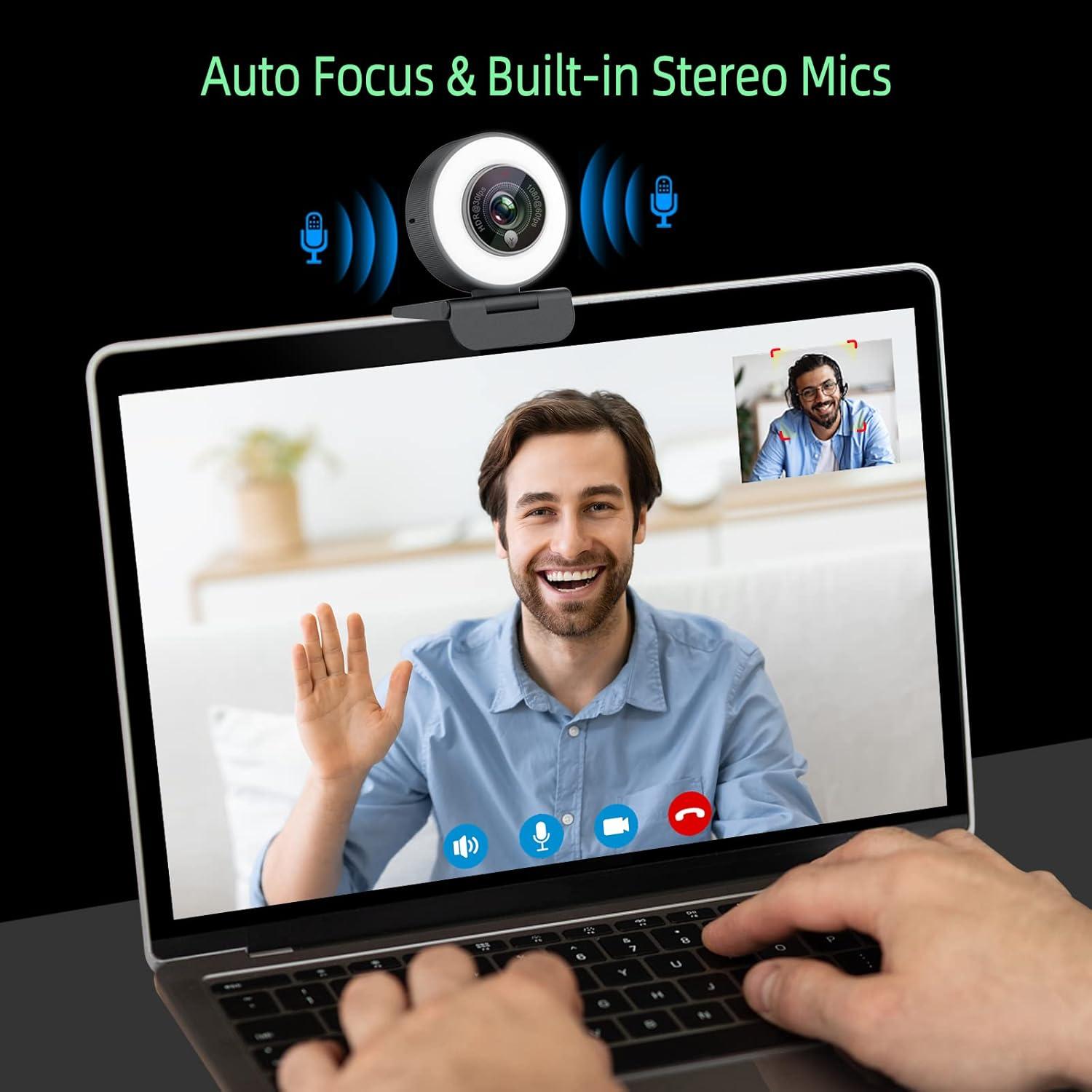 Cámara Web Angetube 967Pro 1080p con Luz Anular y Micrófono