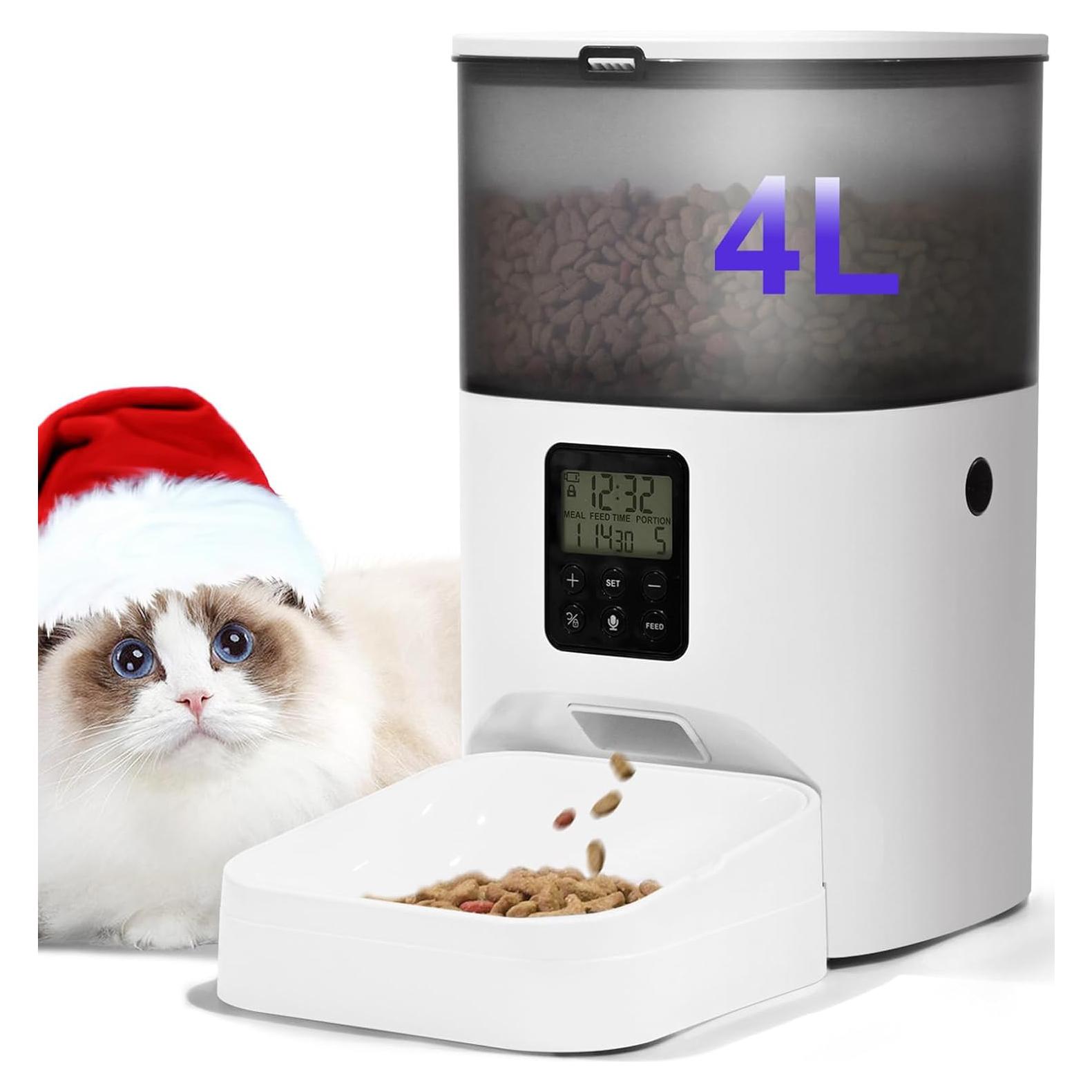 Dispensador Automático de Comida para Gatos ANDOLL 4L Blanco