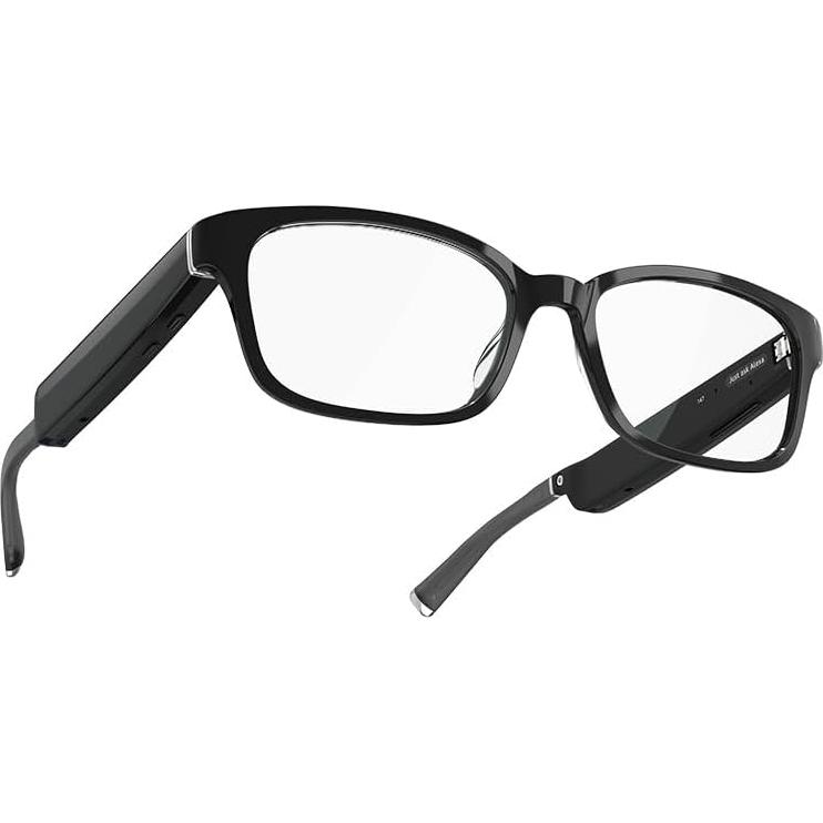 Amazon Echo Frames, an Alexa device (newest model), Smart glasses with Alexa, Rectangle frames in Classic Black with blue light filtering lenses