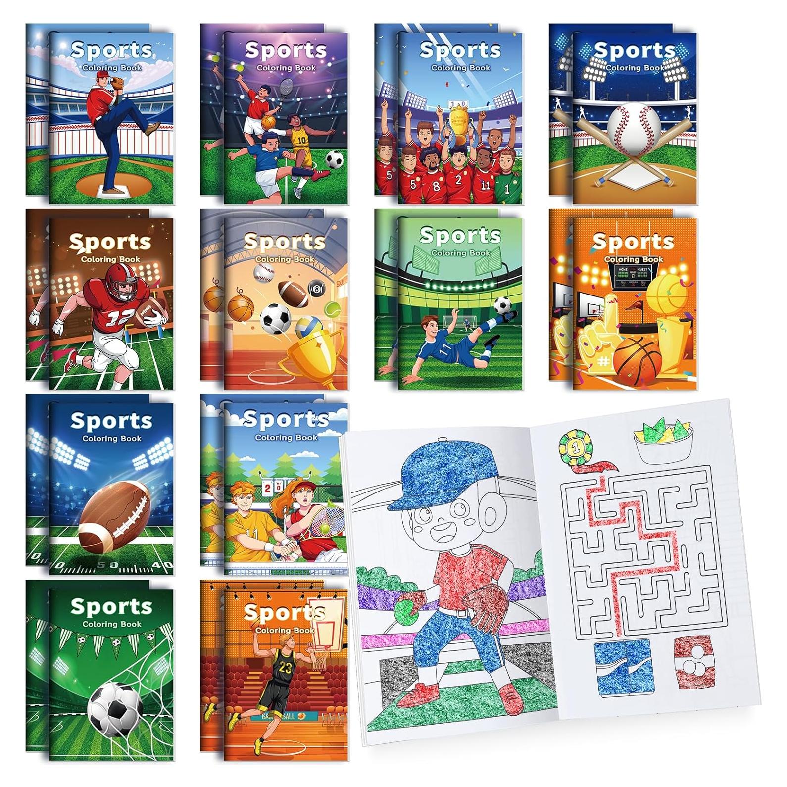 BenLouis 24 Libros de Colorear Mini Deportivos para Niños