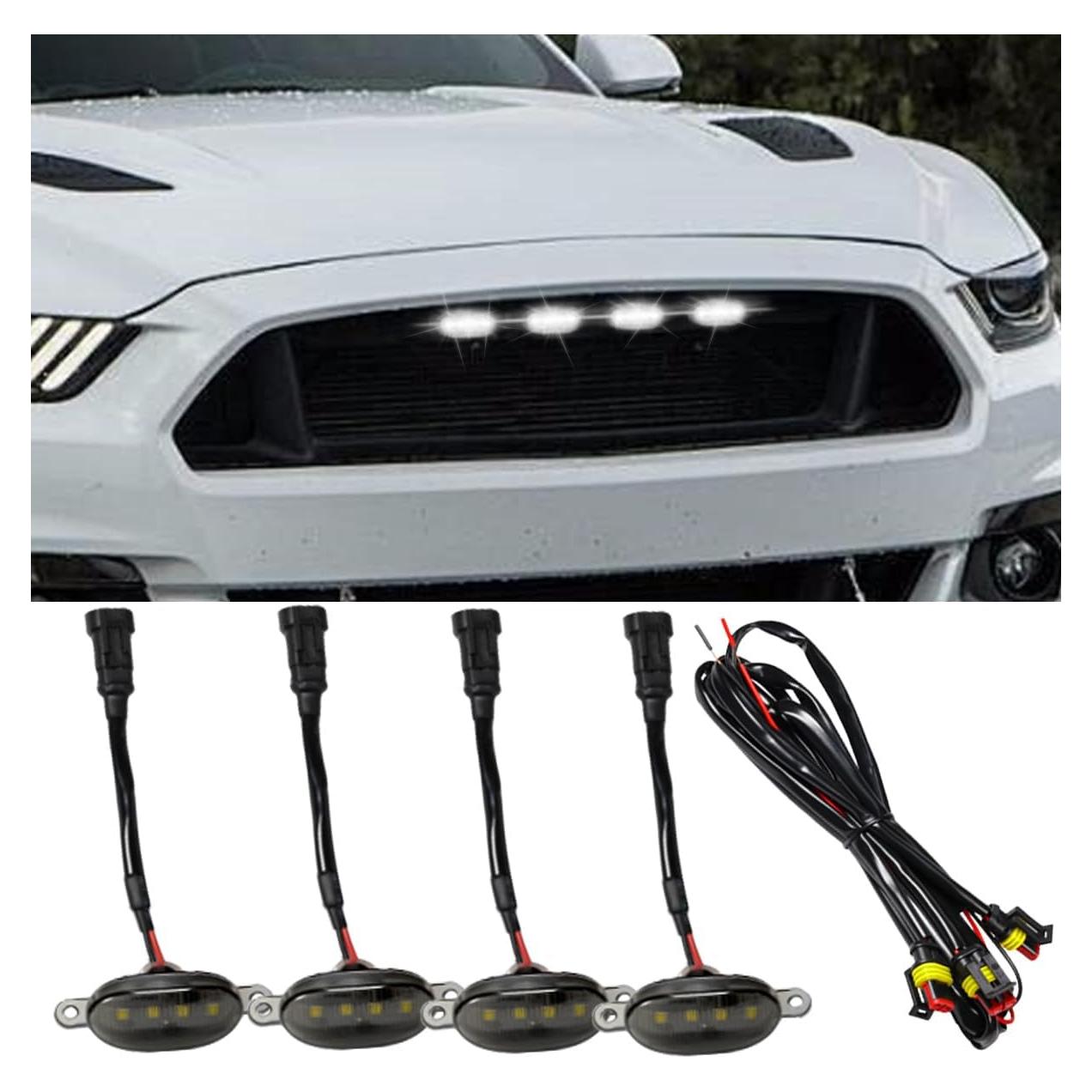 Luces LED para Parrilla Frontal BDZMC, 4 Piezas, Blanco