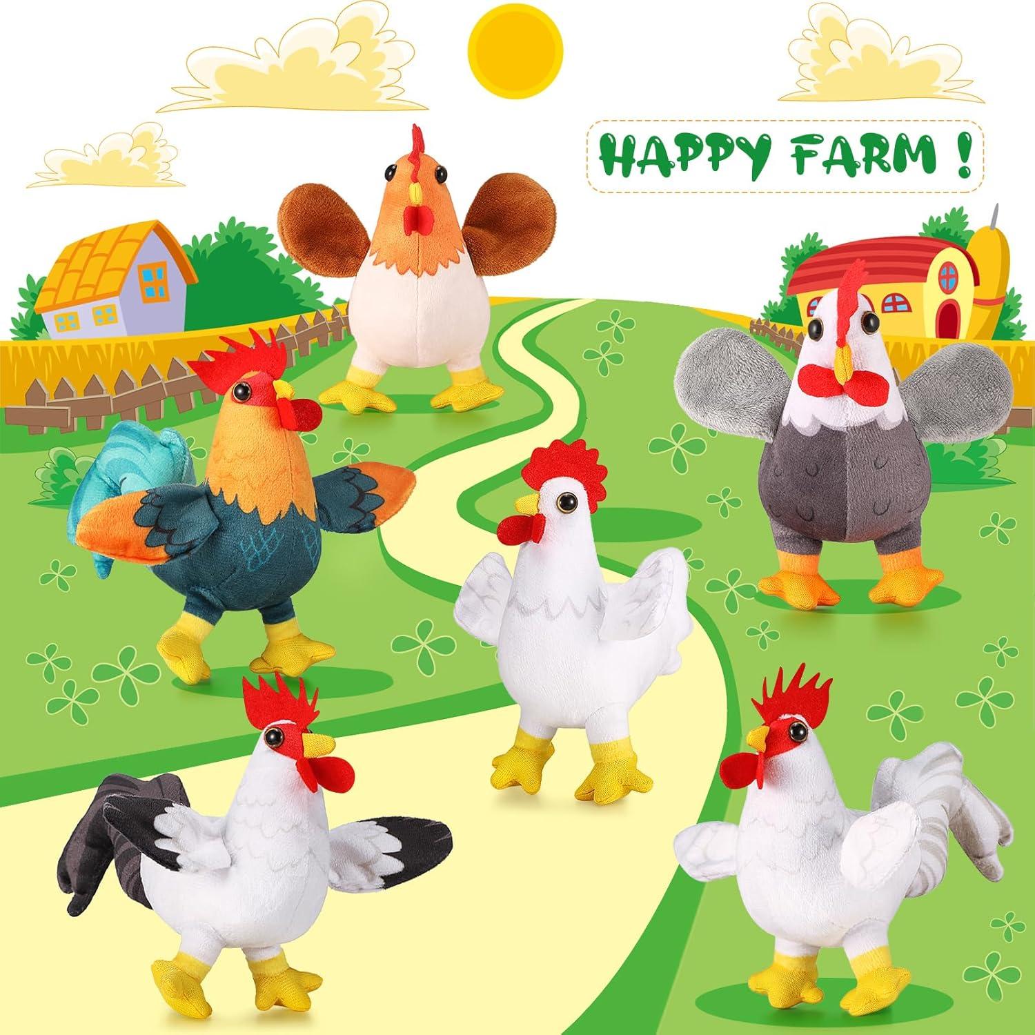 Kasyat 6 Piezas Juguetes de Peluche Animales de Granja