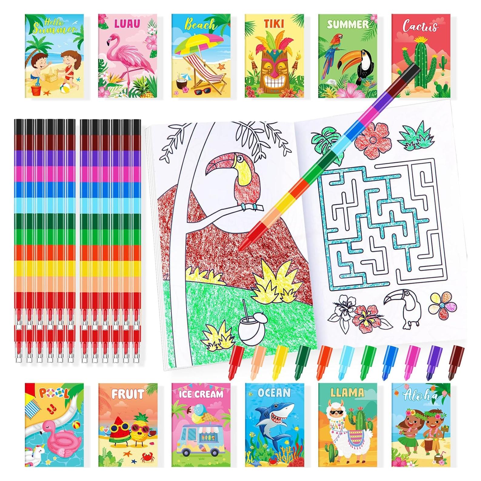 BenLouis Mini Libros para Colorear Verano + 24 Crayones