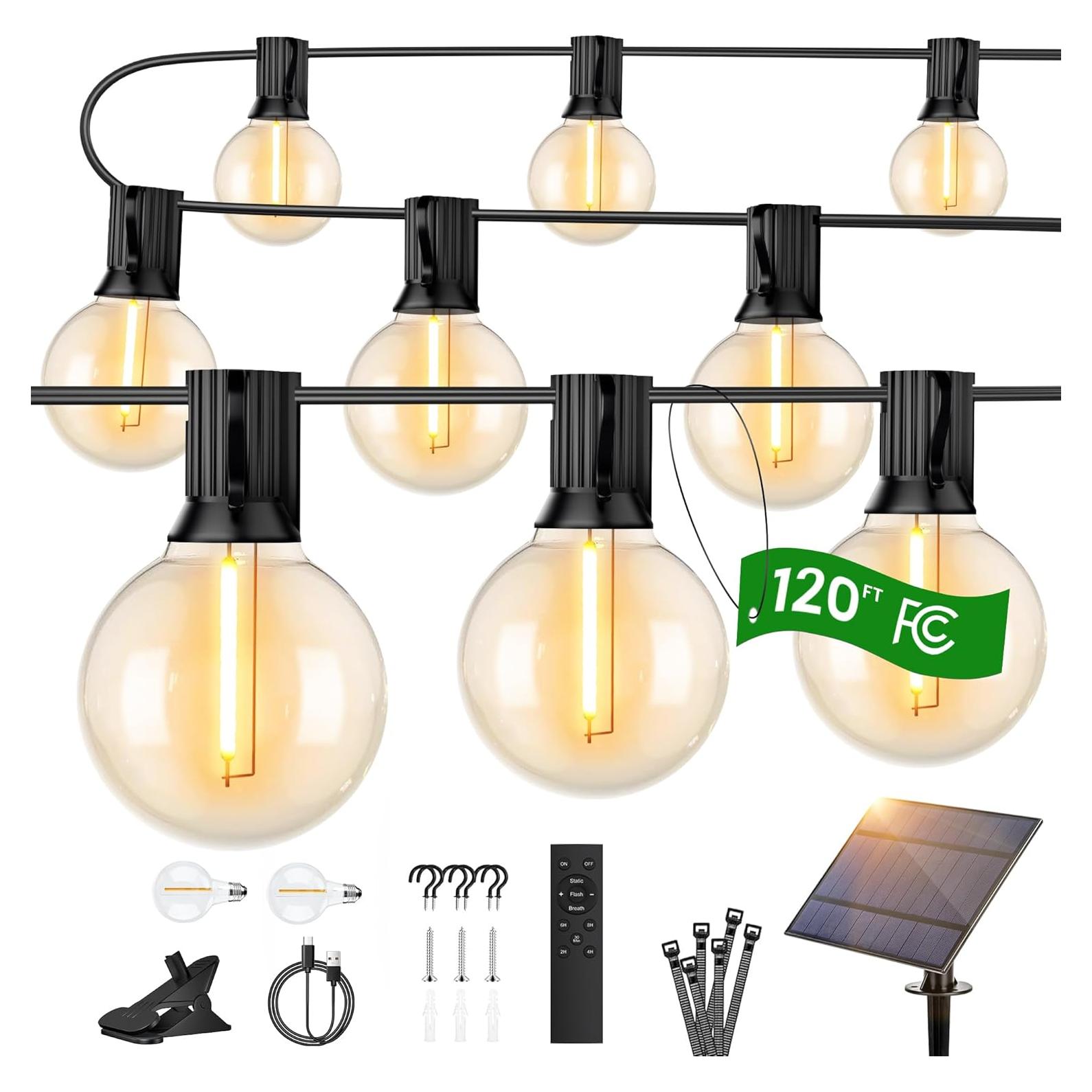 OHLUX Luces de Cadena Solares 36.5m con Control Remoto