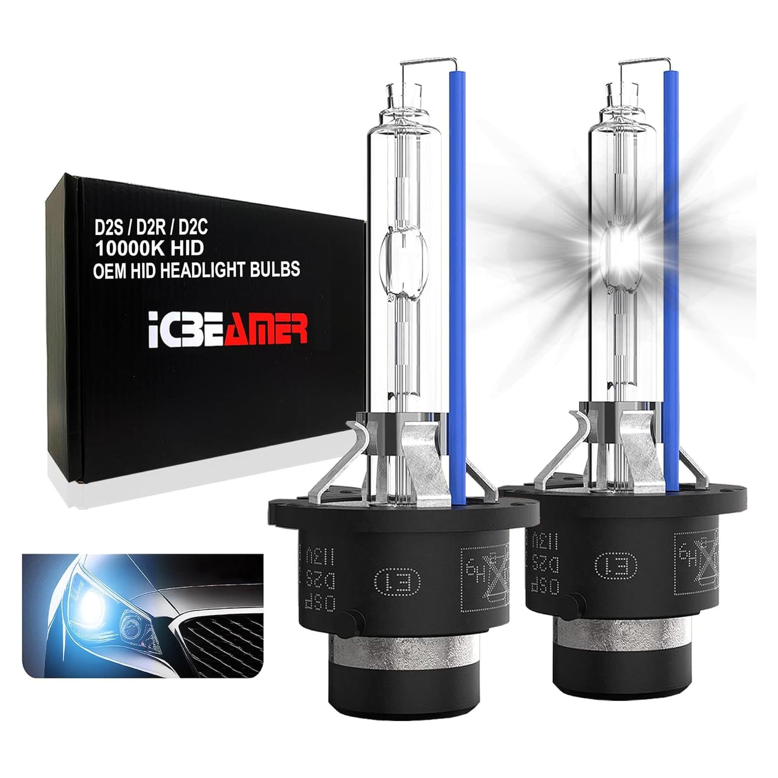 Bombillas HID D2S ICBEAMER 35W 10000K Azul 3200 Lúmenes - Paquete de 2