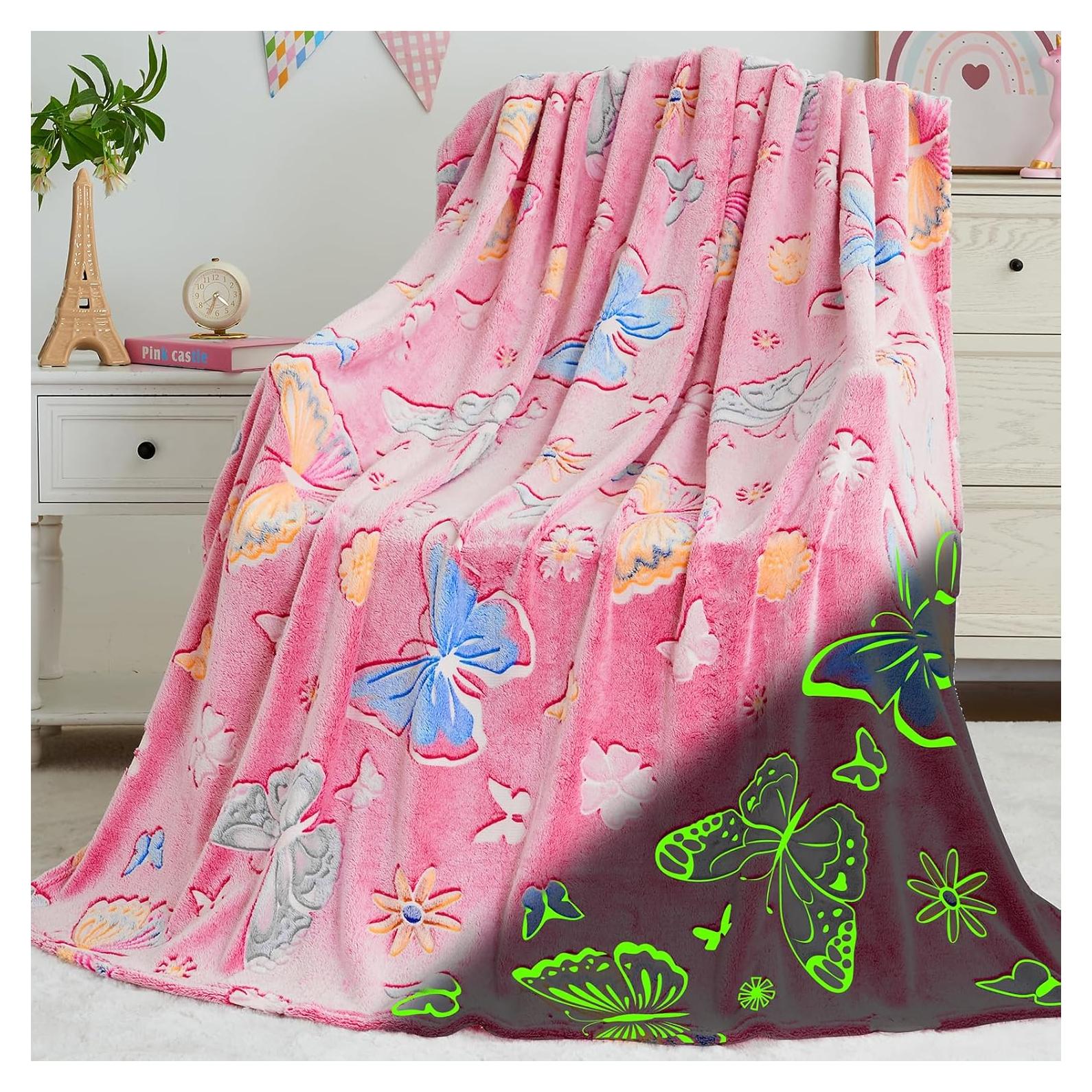 Manta Brillante Mariposa Rosa Inhand 127x152 cm Suave