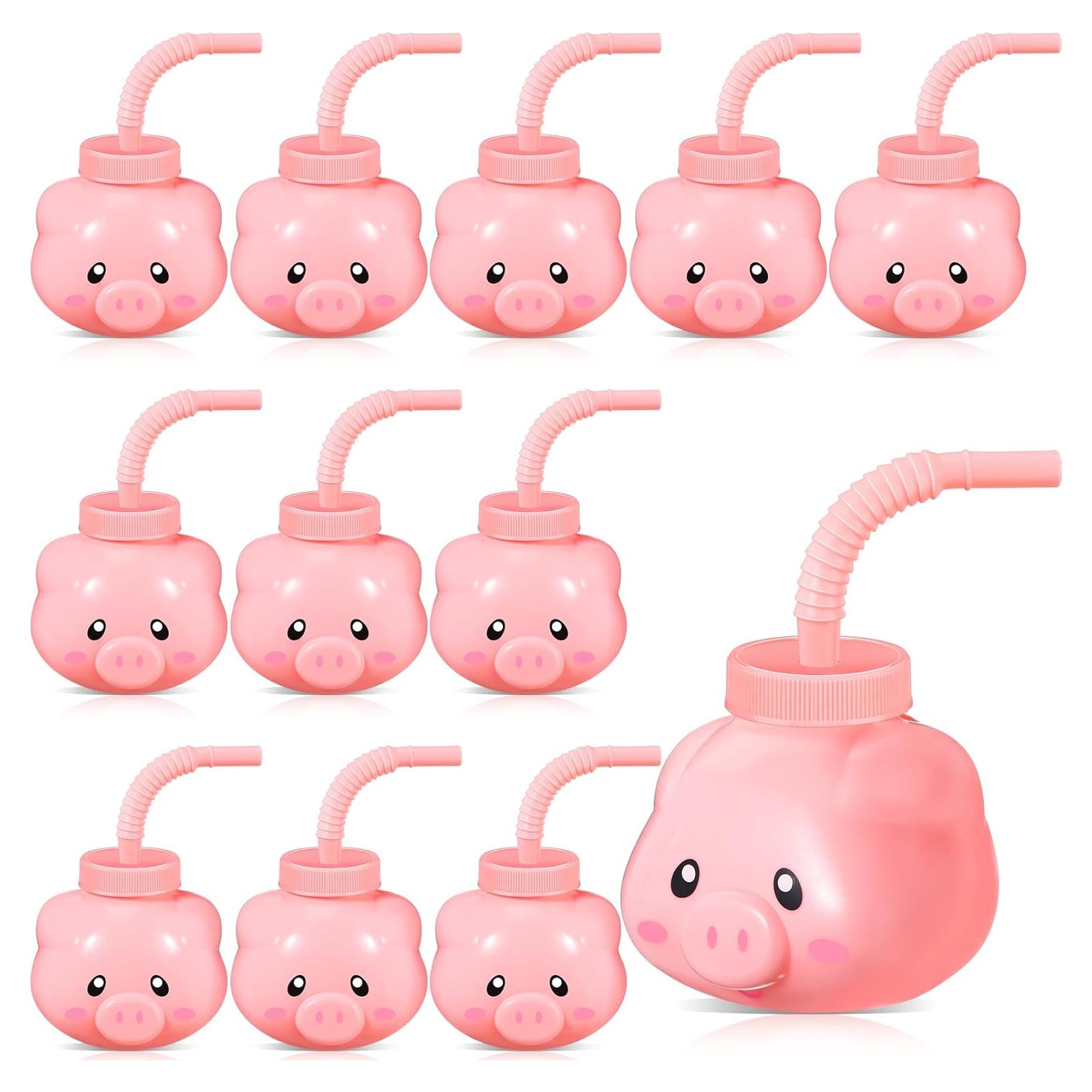 Tazas de Animales de Granja Roshtia 12 Piezas con Pajitas