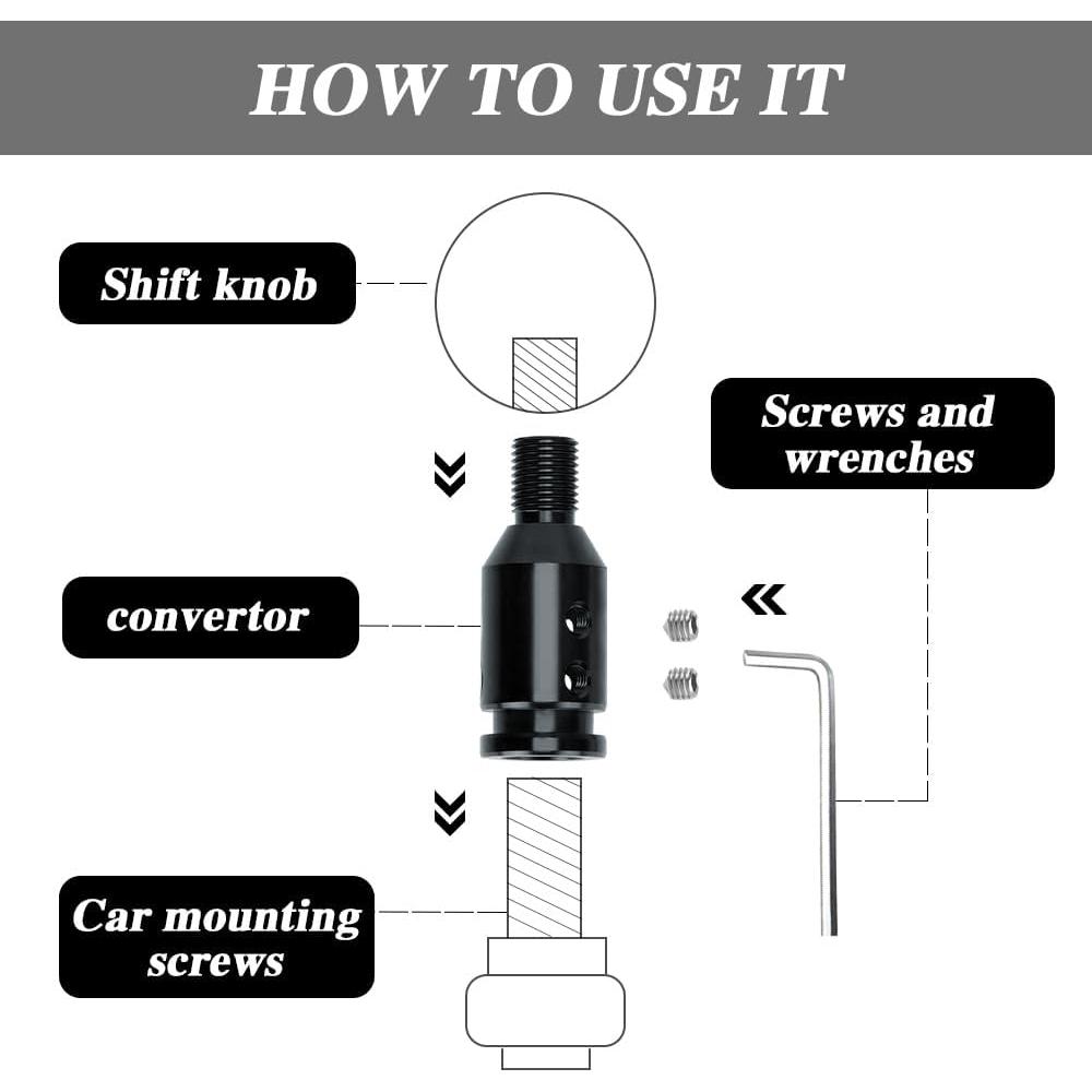 Adaptador de Perilla de Cambio Manual Lecctso M12x1.25 Aluminio