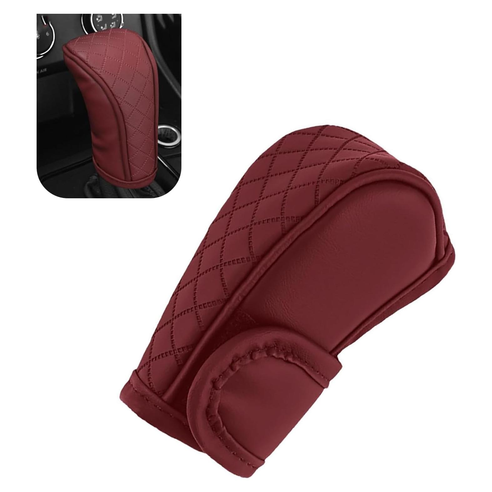 Cubierta de palanca de cambios de cuero Bawkars Rojo antideslizante