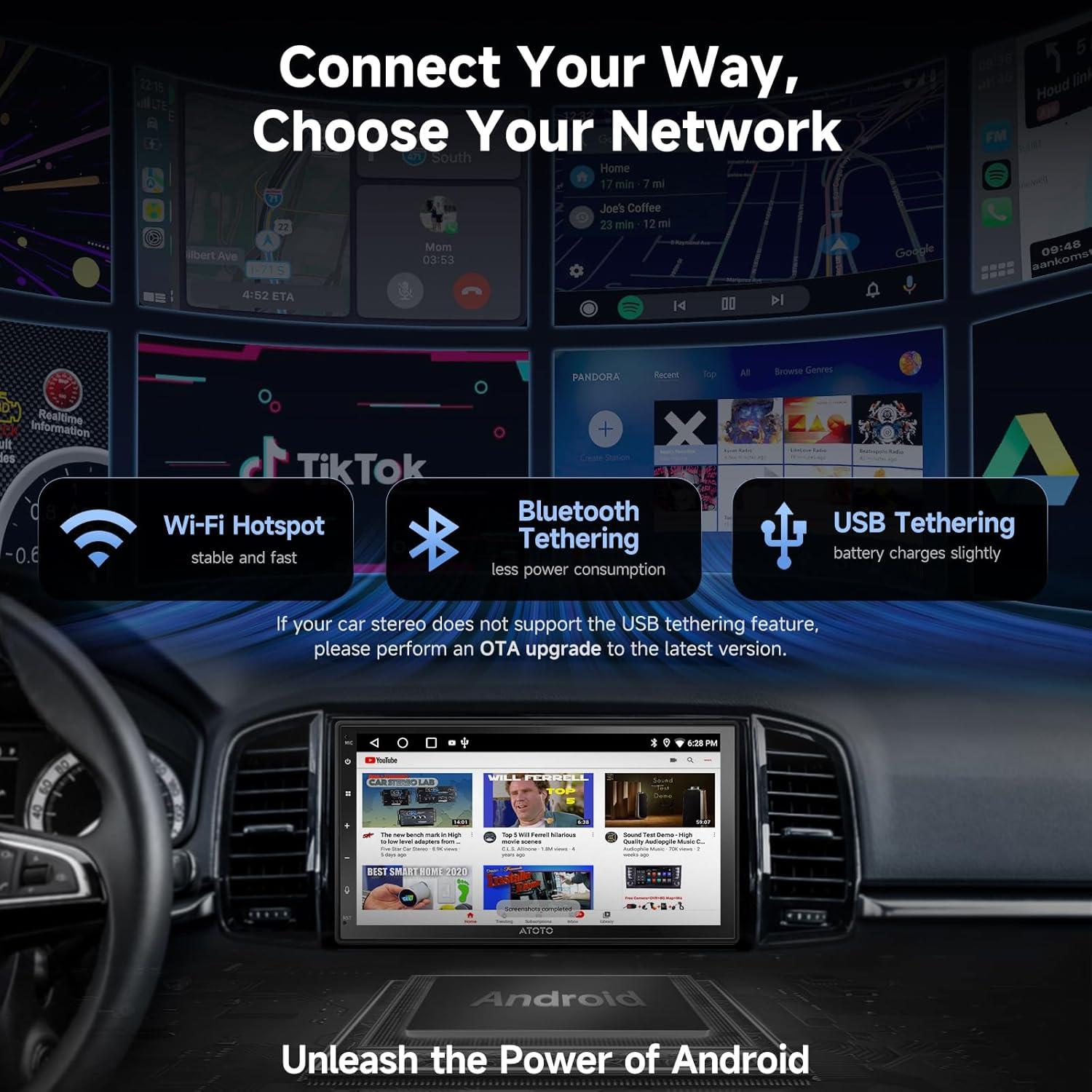 Estéreo Doble Din Android A5L 7" con Cámara y CarPlay
