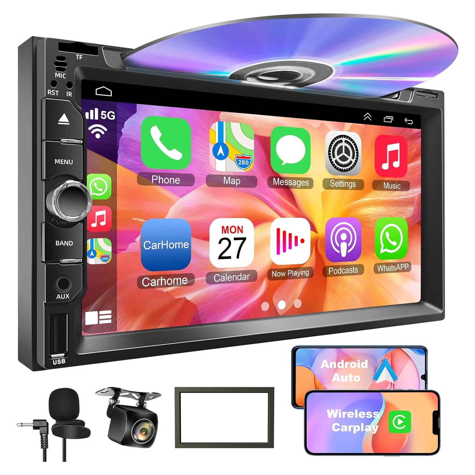 Estéreo de coche Inexaccessories Doble Din 7" Bluetooth CarPlay