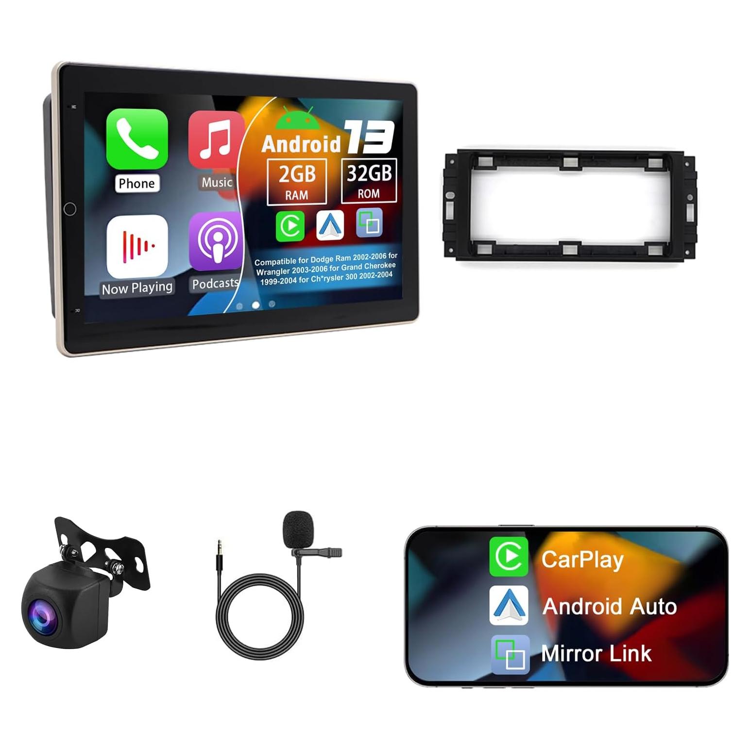 Radio de Coche 2 Din Slakerbe 10" Android 14 GPS Carplay