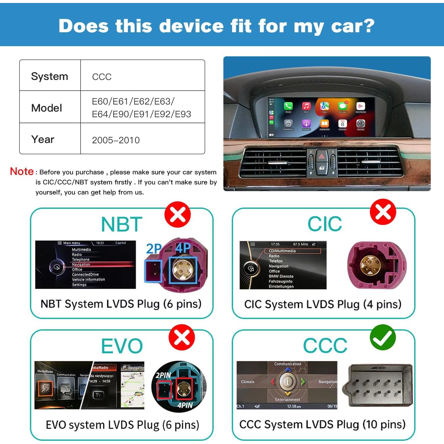 Receptor Multimedia Táctil 8.9'' AUTOABC CarPlay/Android Auto BMW