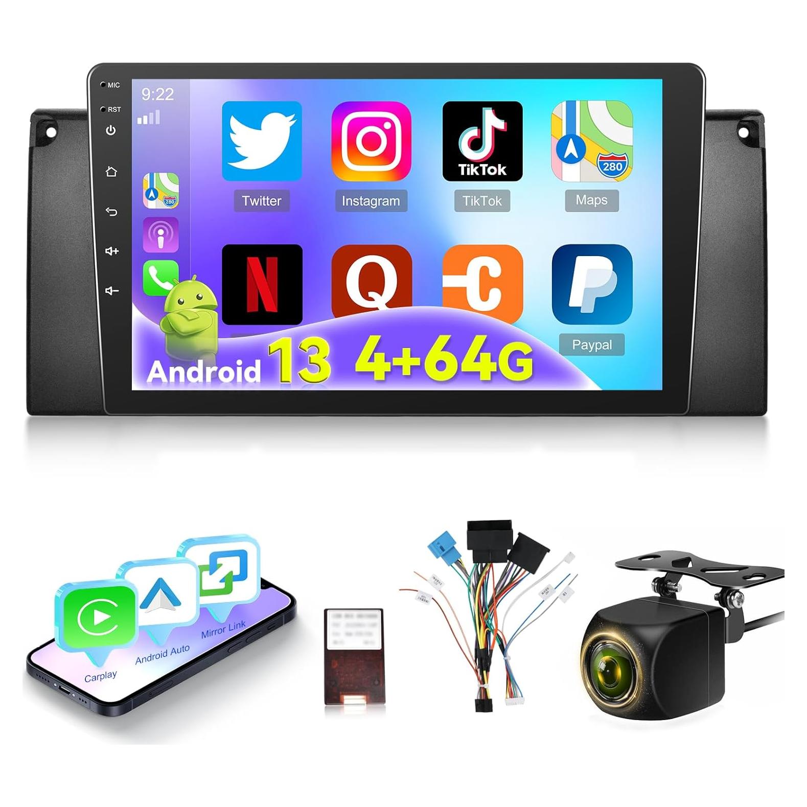 Radio de Coche Android NHOPEEW 9" para BMW E39 E53 M5 4GB 64GB