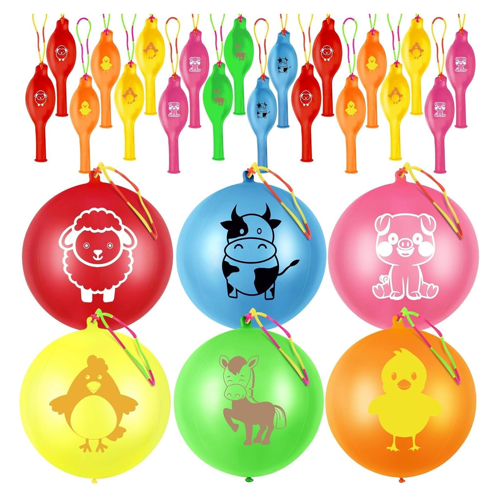 60 Globos de Golpe Animales de Granja HSLCGF Resistentes