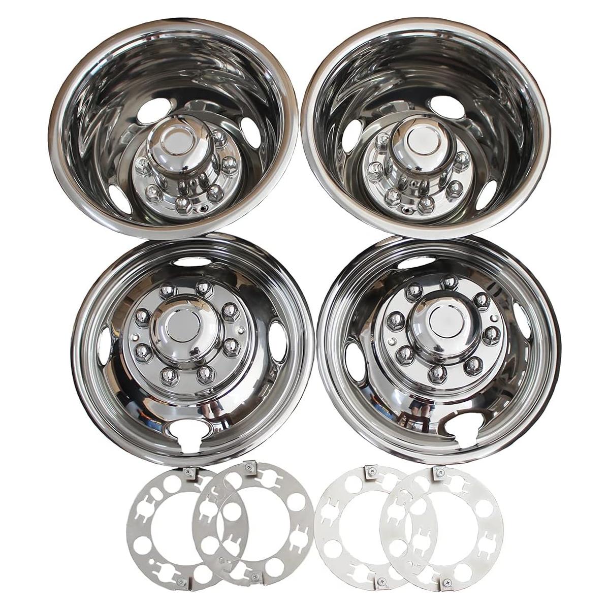 16 Inch Stainless Steel Wheel Simulators Full Kits for Most of Chevy GMC Ford Dodge Truck Pick Up Van Dually Wheels