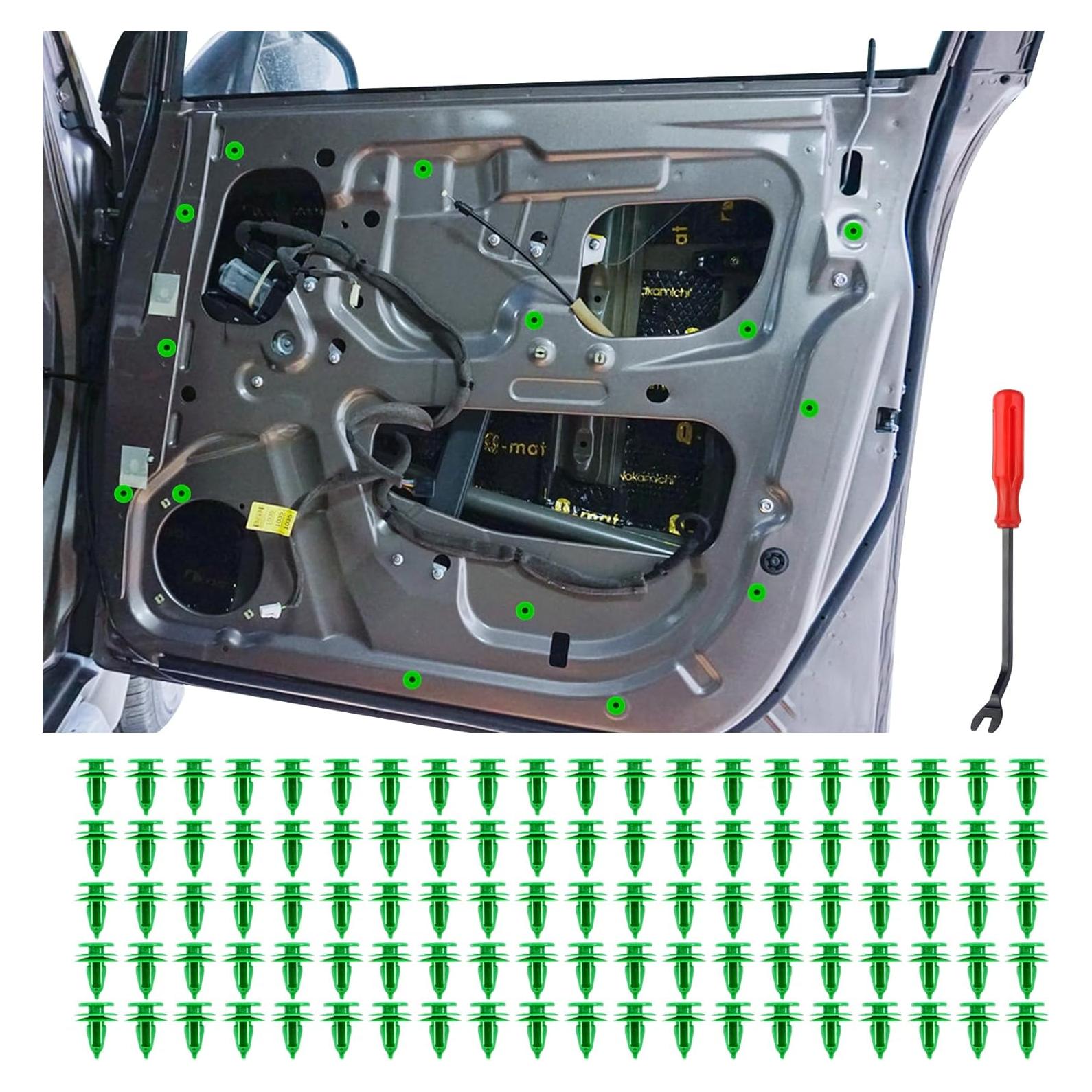 100 Clips de Retención de Parachoques Tecledsn 8mm con Herramienta
