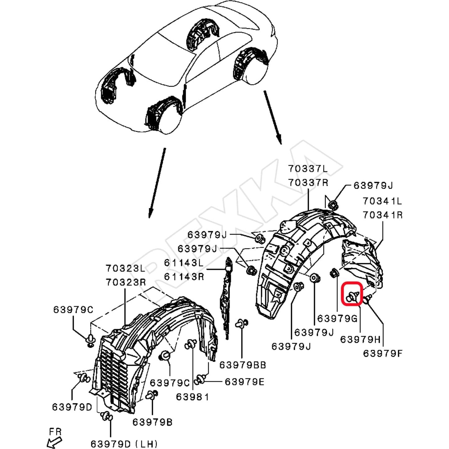 30 Clips de Empuje para Parachoques Honda Mitsubishi MR200300