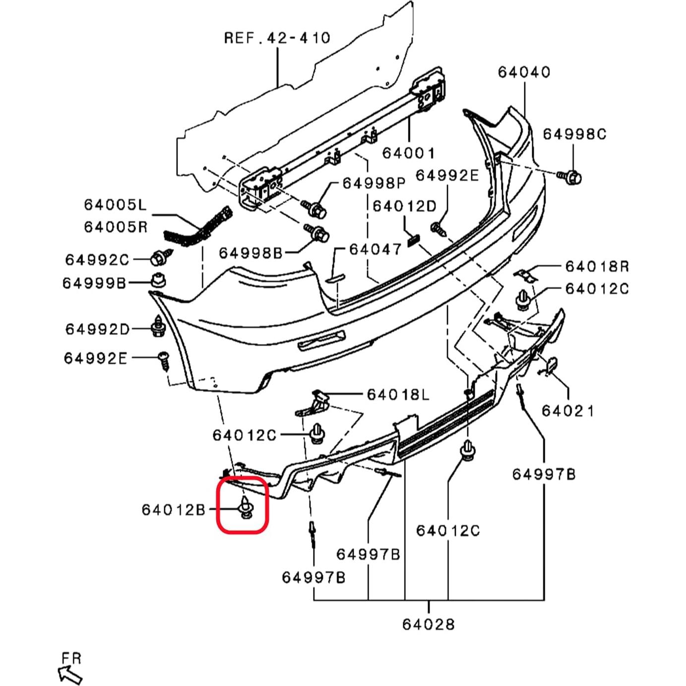 30 Clips de Empuje para Parachoques Honda Mitsubishi MR200300