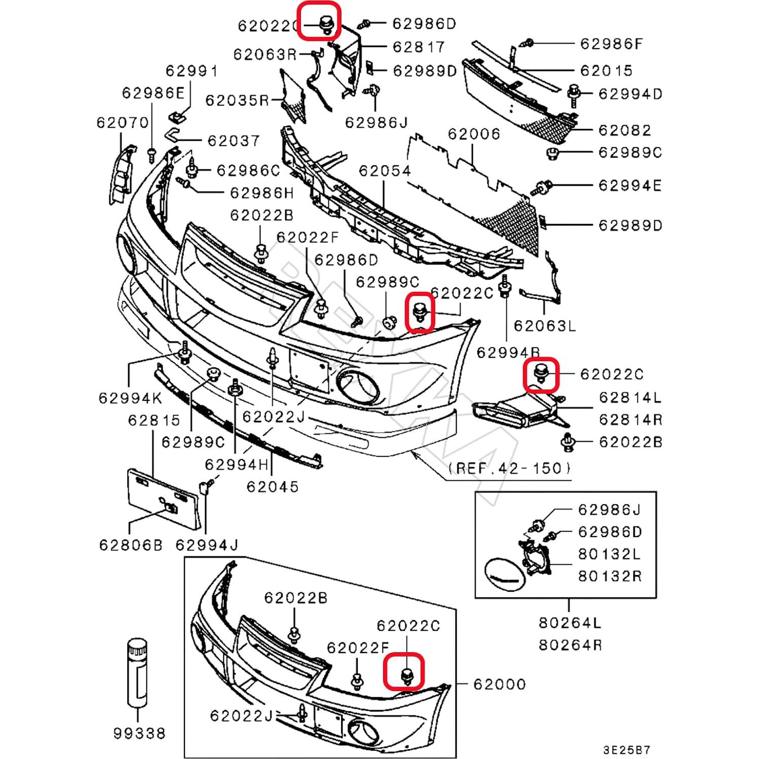 30 Clips de Empuje para Parachoques Honda Mitsubishi MR200300