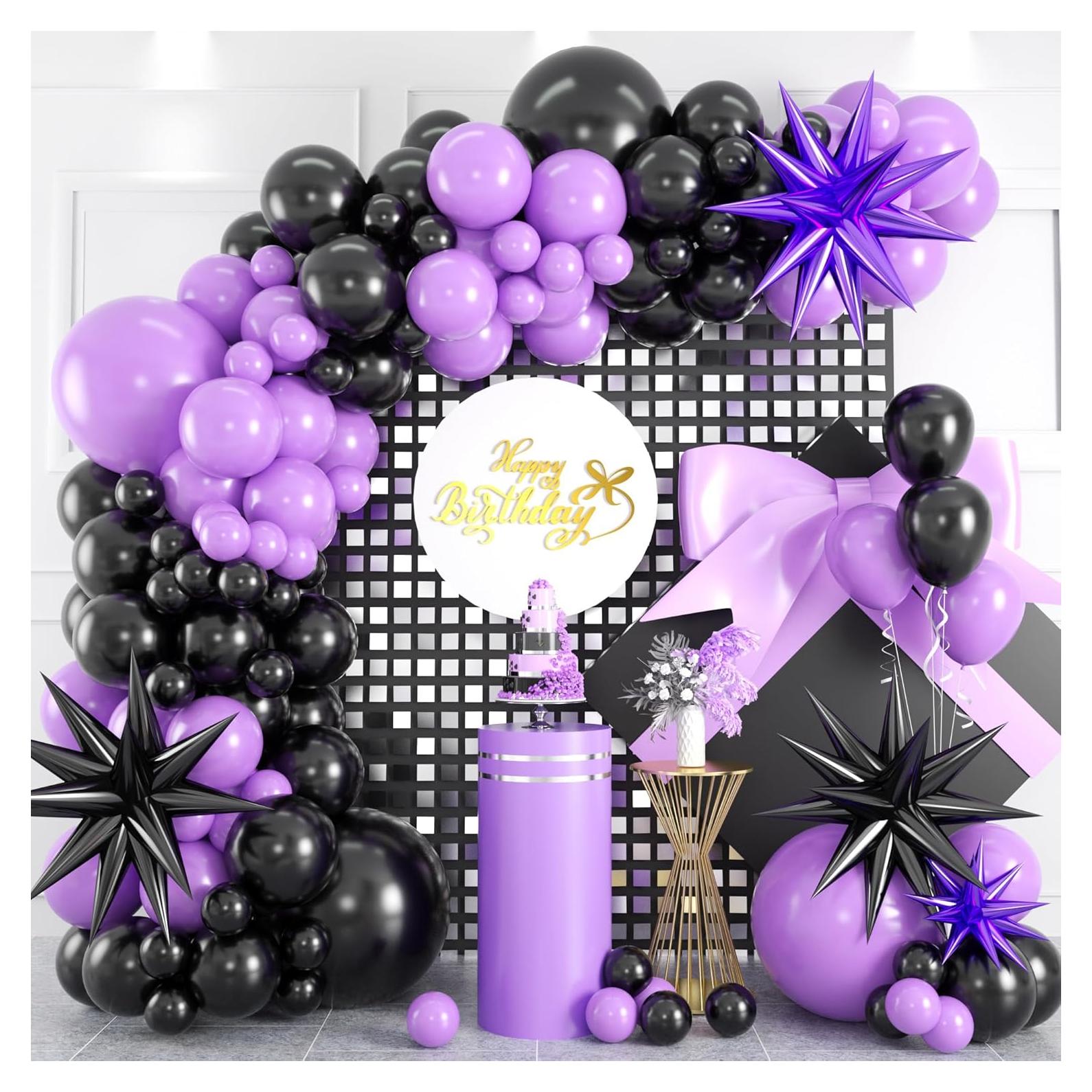 Kit de Arco de Globos Isndare Negro y Púrpura 45 cm