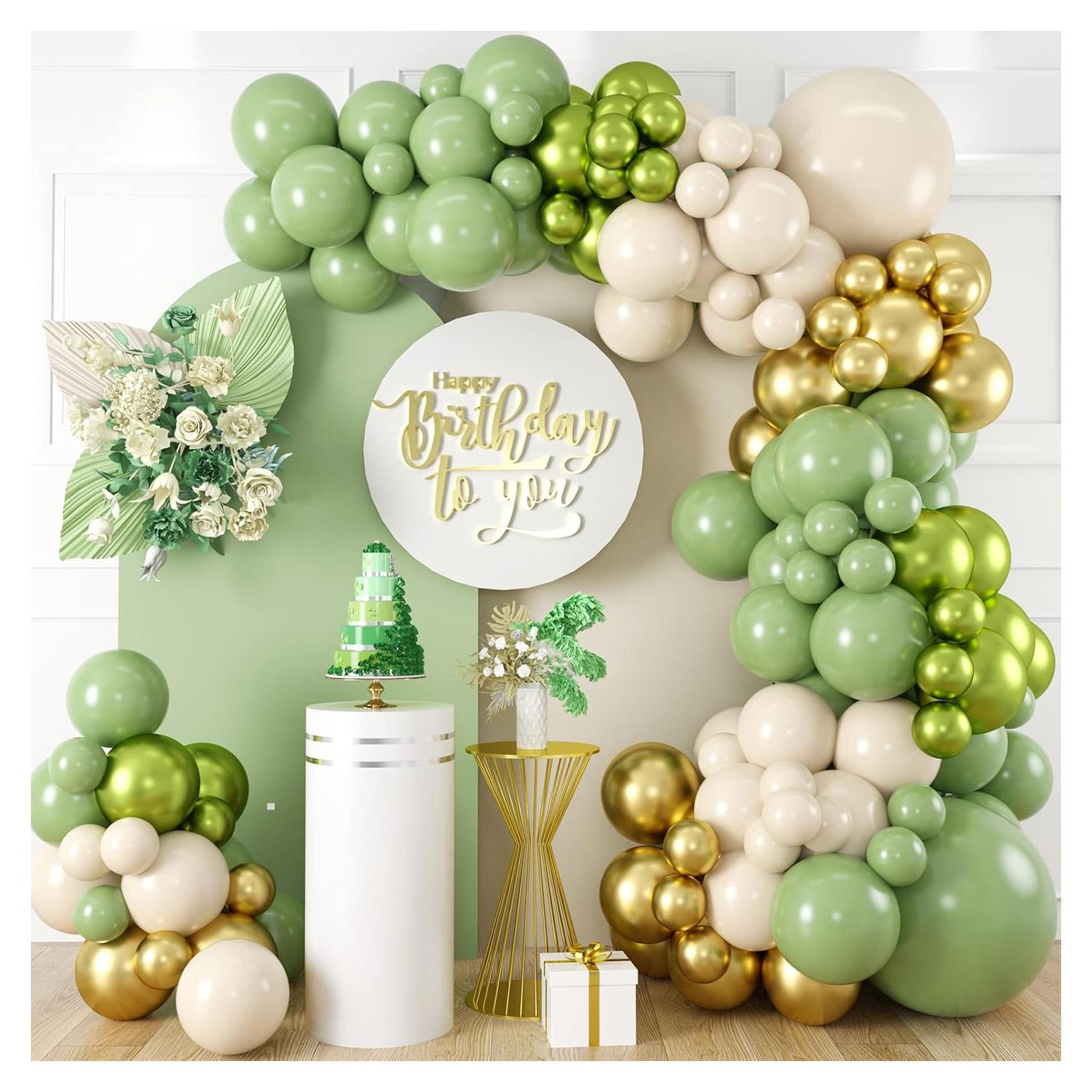 Kit Guirnalda de Globos Verde Salvia Dorado Isndare