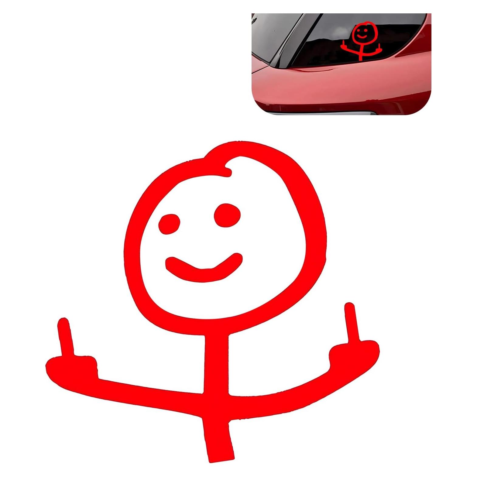 Calcomanía de Auto WZP Dedo Medio Divertida Vinilo Rojo 11.4x10.7cm